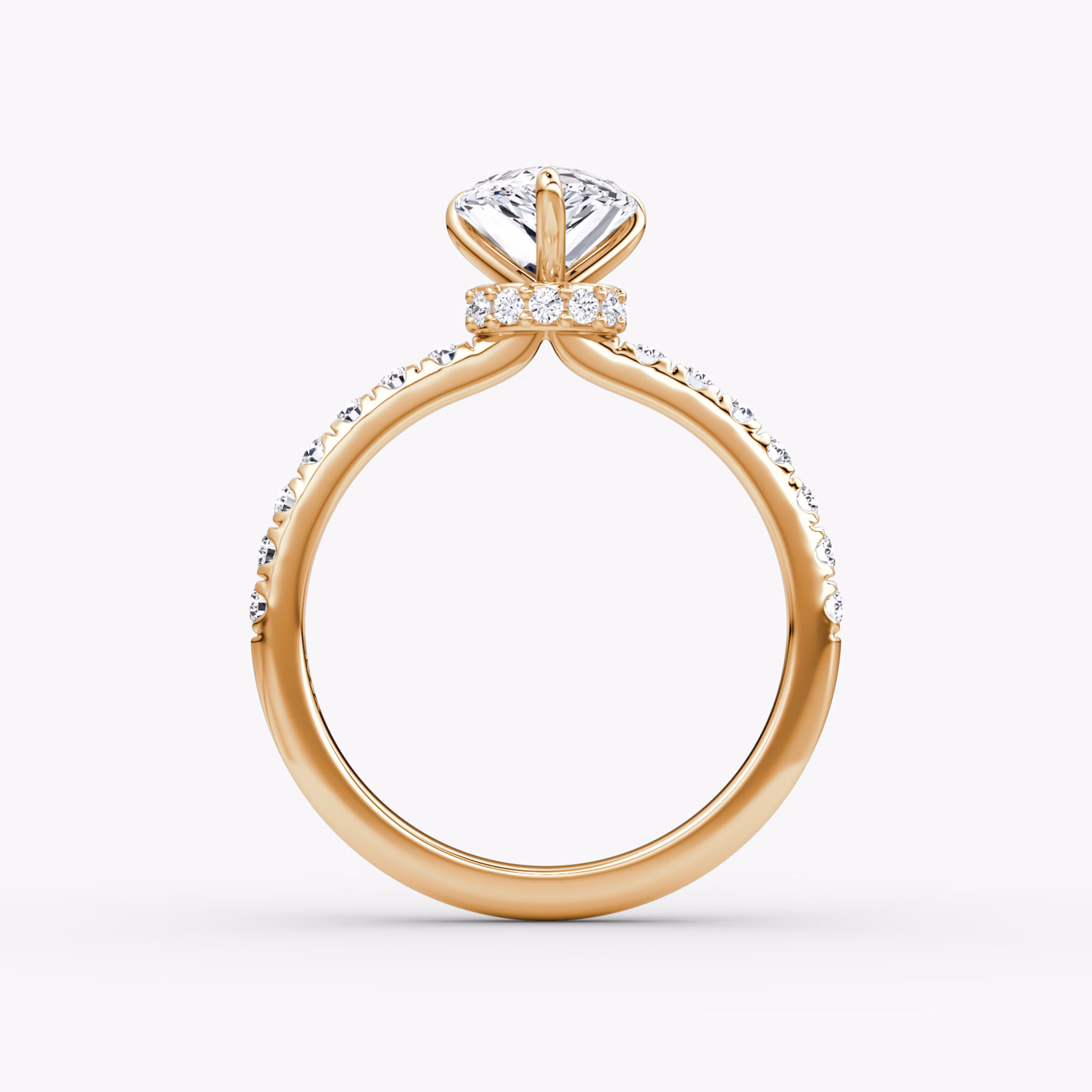 The Veiled Halo | Pear | 14k | Rose Gold | bandAccent: Pavé | diamondOrientation: vertical | caratWeight: other