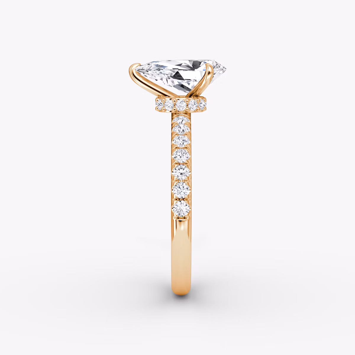 Veiled Halo | Tropfen | 14k | Roségold | bandAccent: Mit Pavé-Besatz | diamondOrientation: vertical | caratWeight: other
