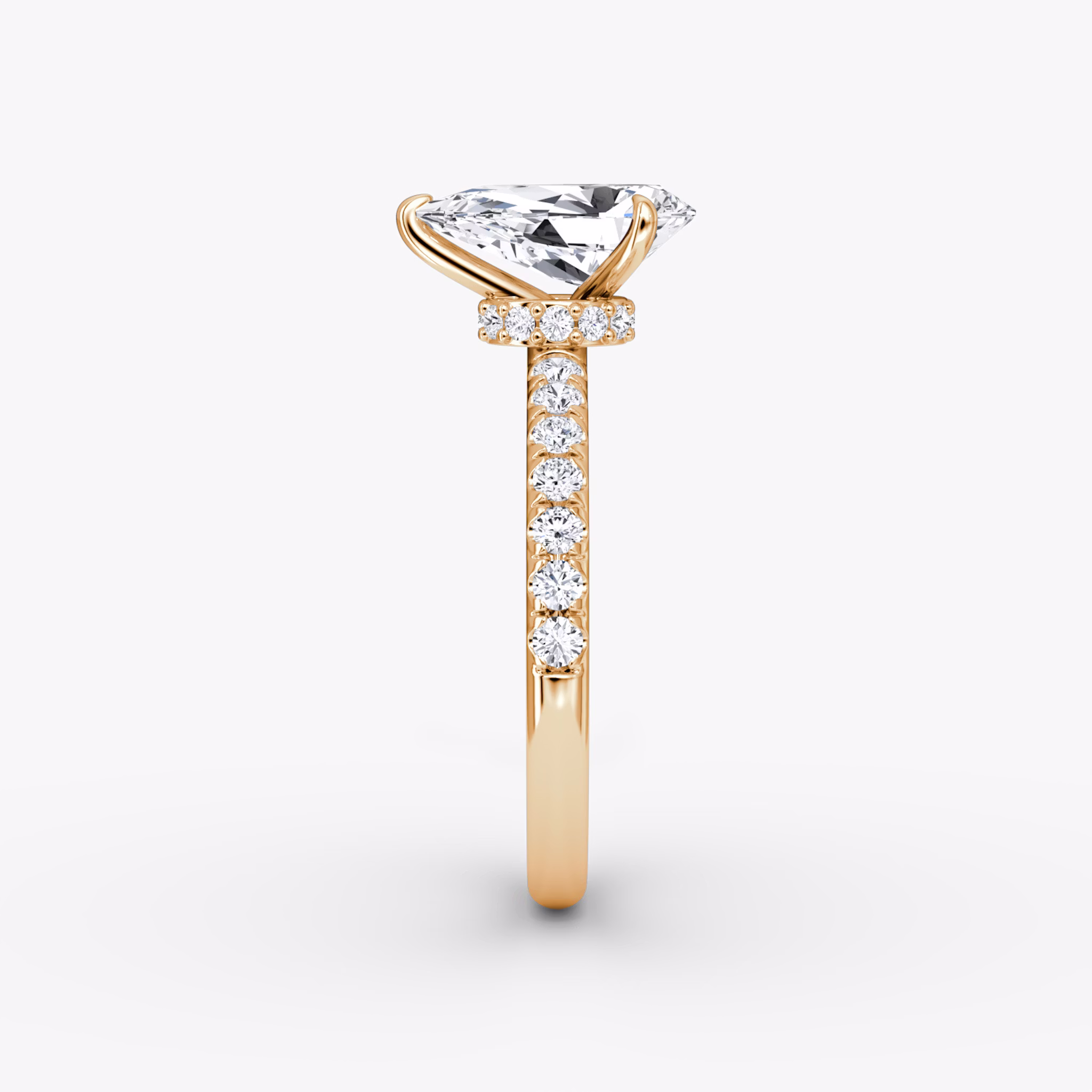 The Veiled Halo | Pear | 14k | Rose Gold | bandAccent: Pavé | diamondOrientation: vertical | caratWeight: other