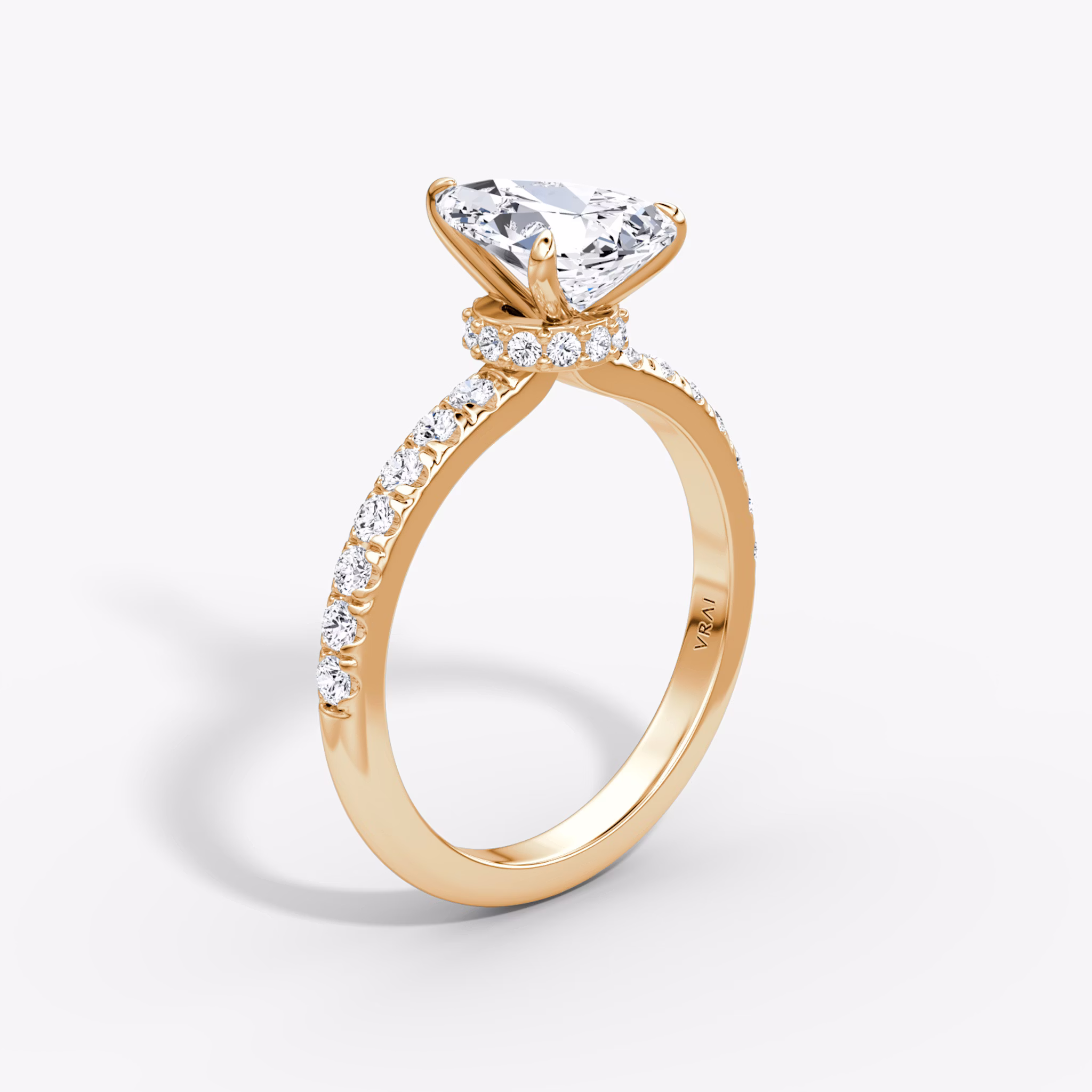 The Veiled Halo | Pear | 14k | Rose Gold | bandAccent: Pavé | diamondOrientation: vertical | caratWeight: other