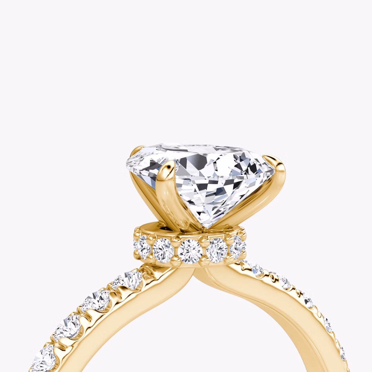 The Veiled Halo | Pear | 18k | Yellow Gold | bandAccent: Pavé | diamondOrientation: vertical | caratWeight: other