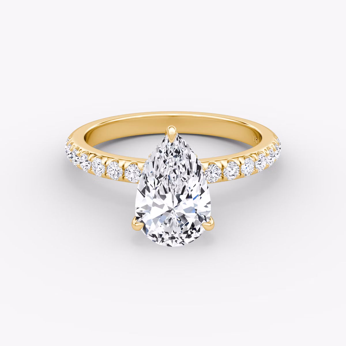The Veiled Halo | Pear | 18k | Yellow Gold | bandAccent: Pavé | diamondOrientation: vertical | caratWeight: other
