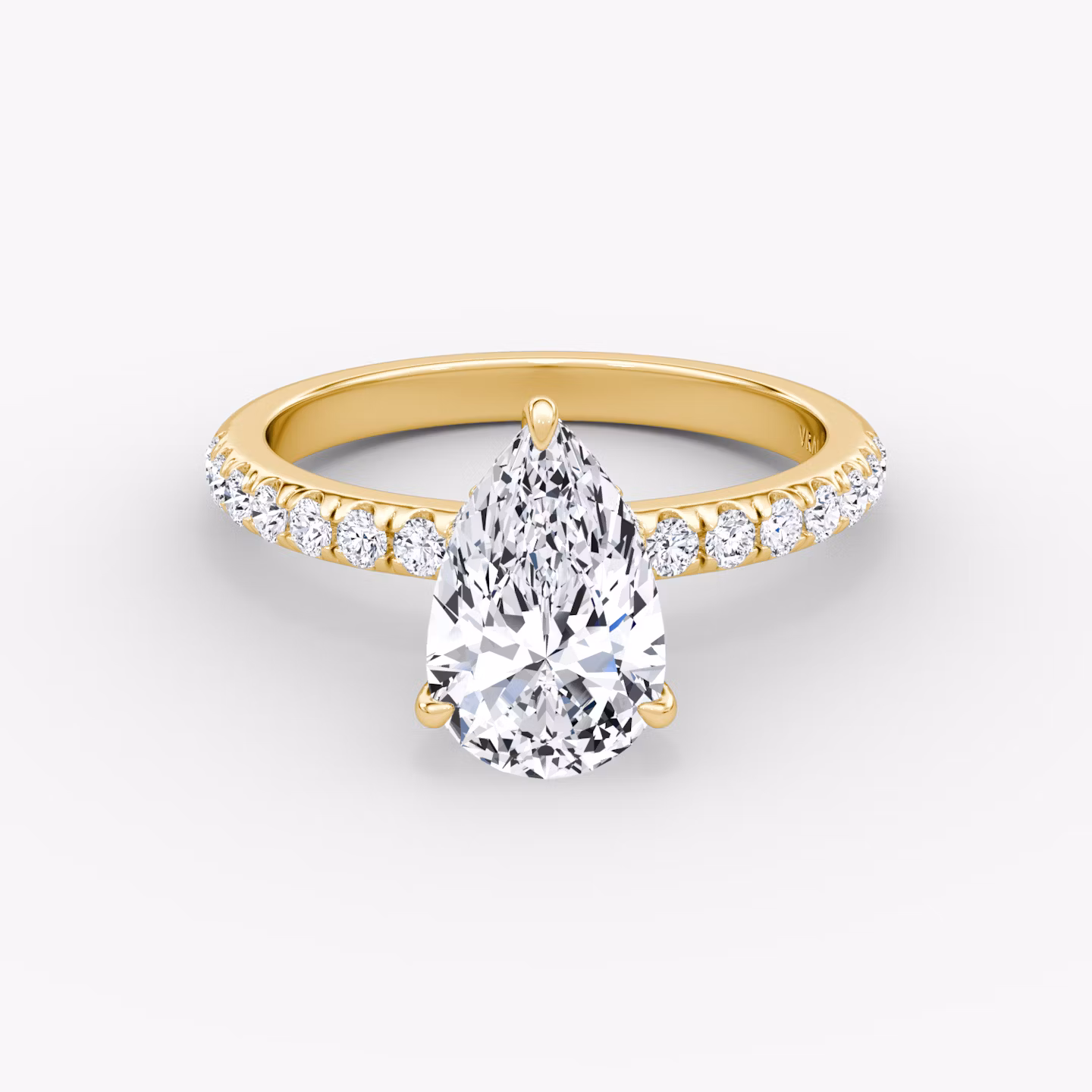 The Veiled Halo | Pear | 18k | Yellow Gold | bandAccent: Pavé | diamondOrientation: vertical | caratWeight: other
