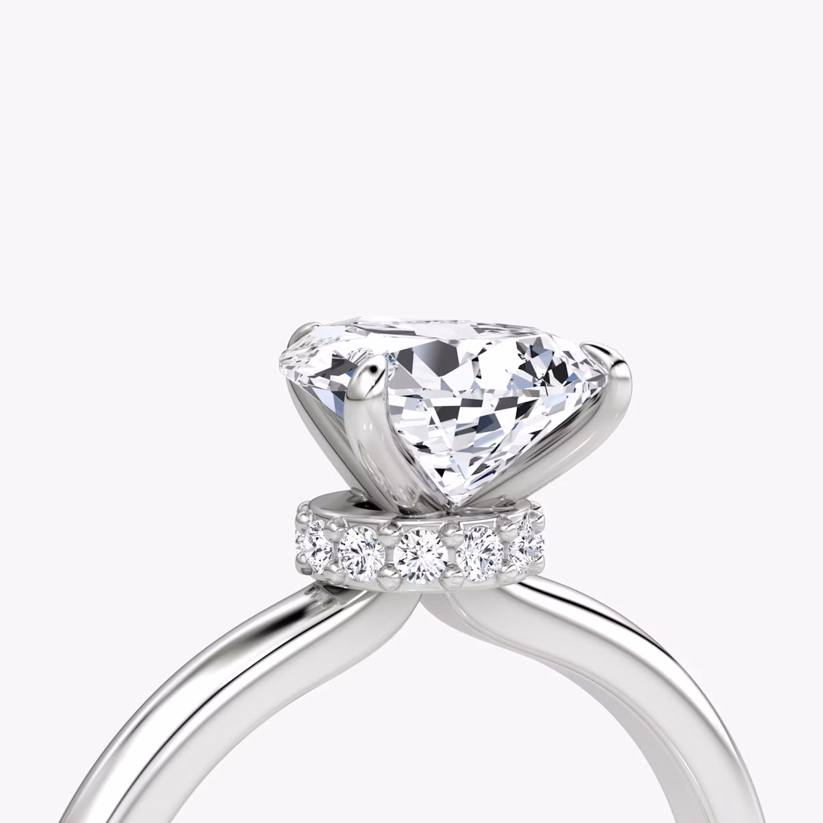 The Veiled Halo | Pear | Platinum | bandAccent: Plain | diamondOrientation: vertical | caratWeight: other