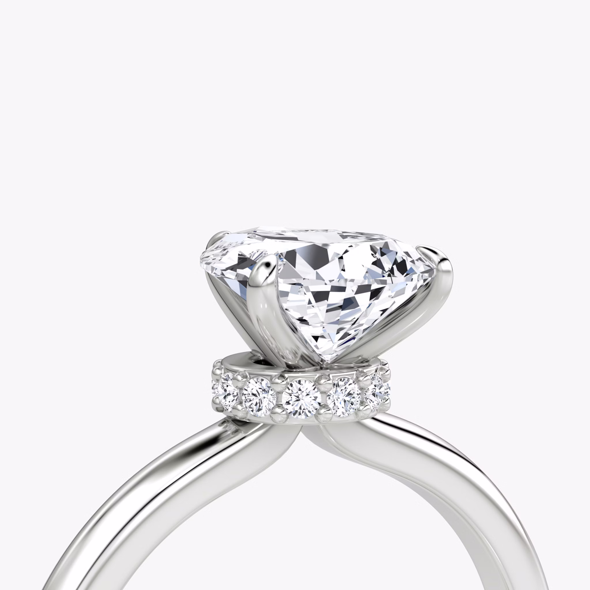 The Veiled Halo | Pear | 18k | White Gold | bandAccent: Plain | diamondOrientation: vertical | caratWeight: other