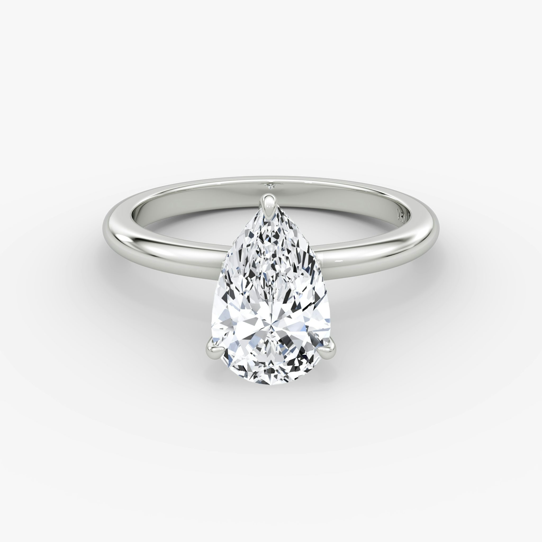 The Veiled Halo | Pear | 18k | White Gold | bandAccent: Plain | diamondOrientation: vertical | caratWeight: other