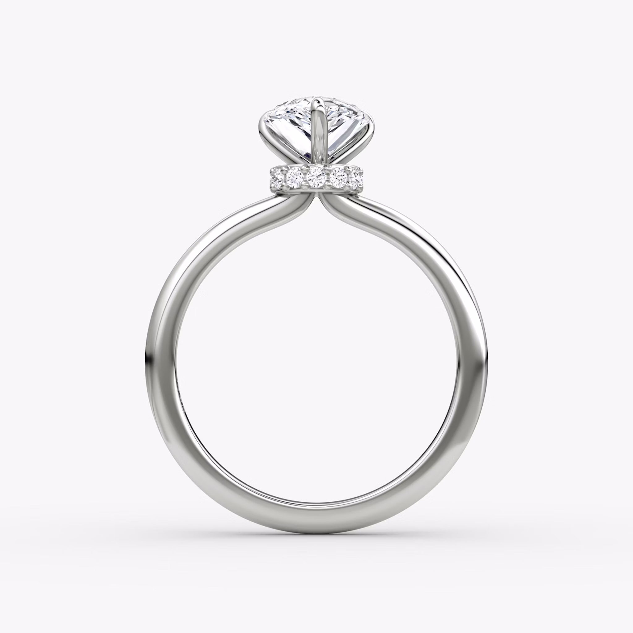 The Veiled Halo | Pear | 18k | White Gold | bandAccent: Plain | diamondOrientation: vertical | caratWeight: other