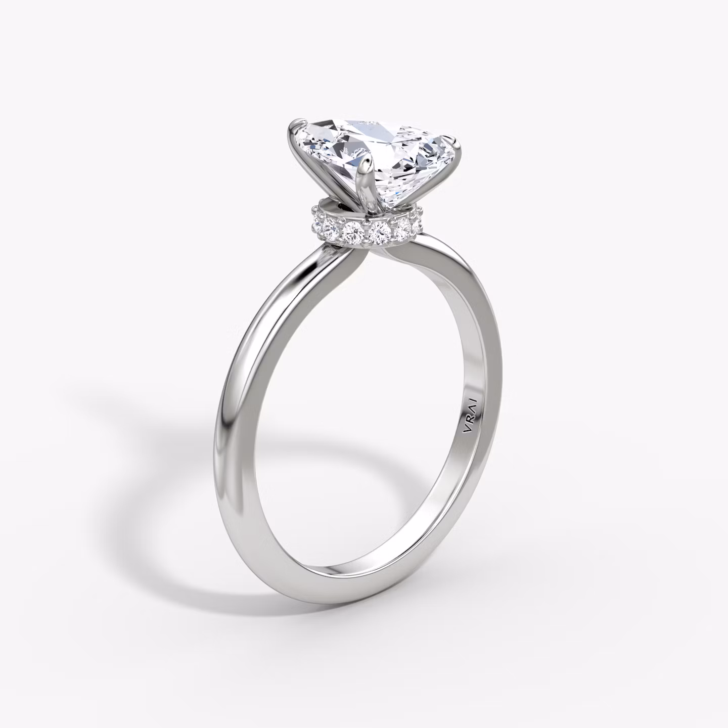 The Veiled Halo | Pear | Platinum | bandAccent: Plain | diamondOrientation: vertical | caratWeight: other