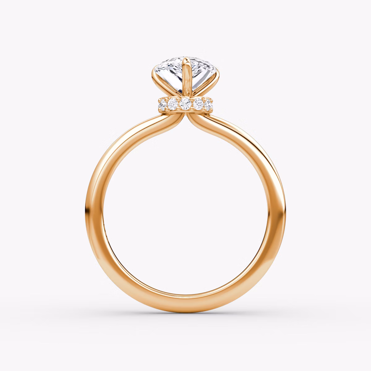 The Veiled Halo | Pear | 14k | Rose Gold | bandAccent: Plain | diamondOrientation: vertical | caratWeight: other