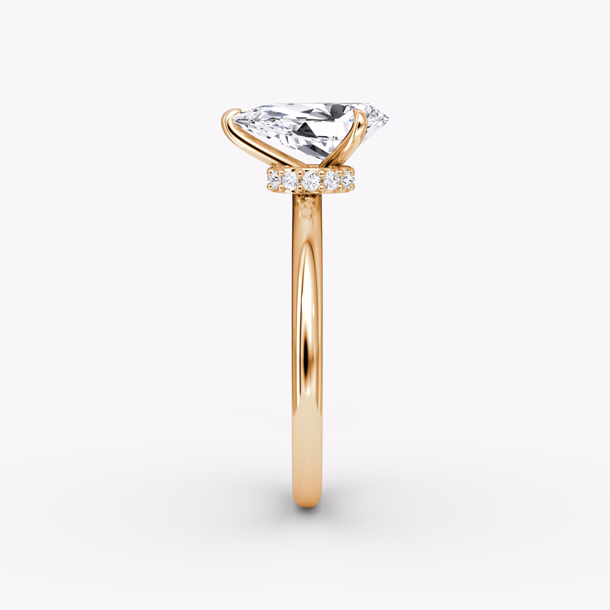 The Veiled Halo | Pear | 14k | Rose Gold | bandAccent: Plain | diamondOrientation: vertical | caratWeight: other