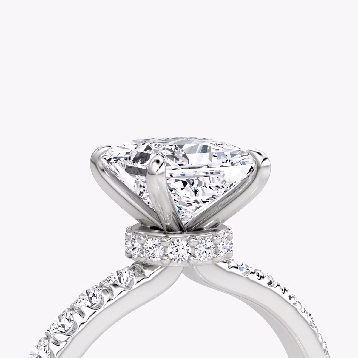 The Veiled Halo | Princess | 18k | White Gold | bandAccent: Pavé | diamondOrientation: vertical | caratWeight: other