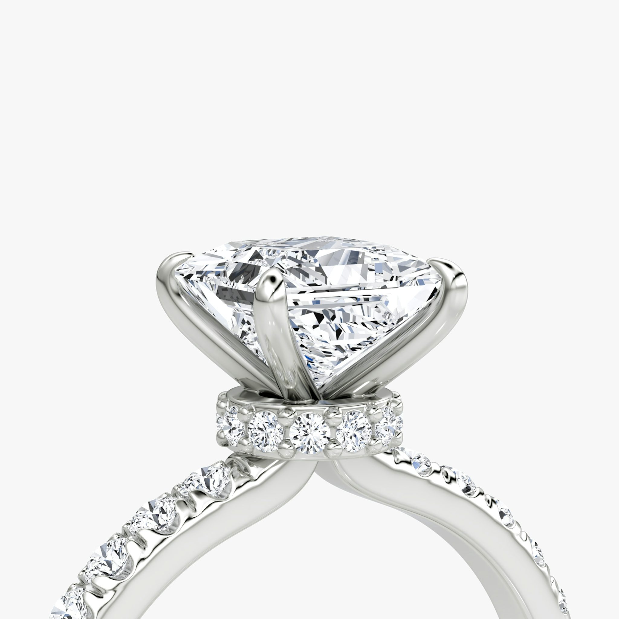 The Veiled Halo | Princess | Platinum | bandAccent: Pavé | diamondOrientation: vertical | caratWeight: other