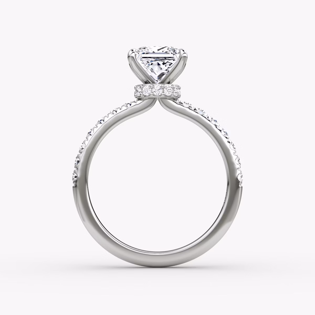 The Veiled Halo | Princess | 18k | White Gold | bandAccent: Pavé | diamondOrientation: vertical | caratWeight: other