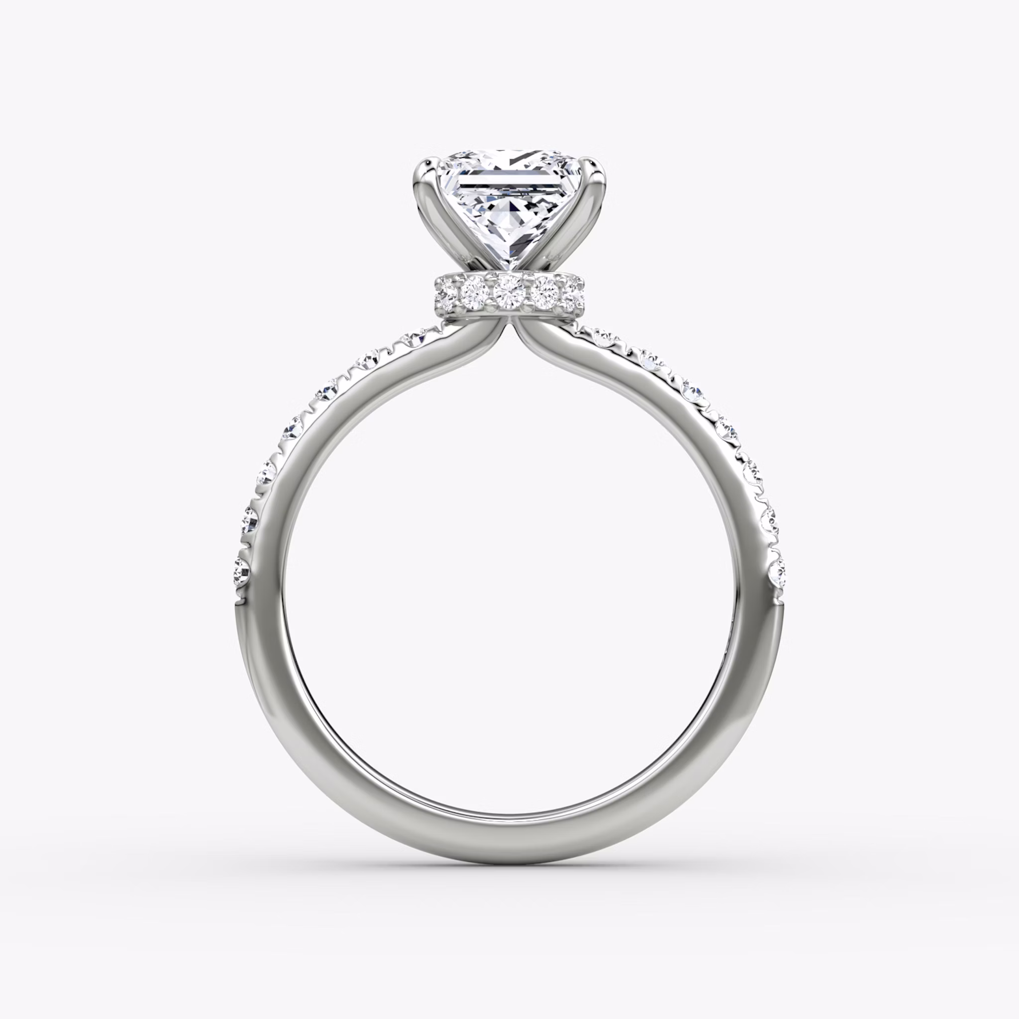 The Veiled Halo | Princess | Platinum | bandAccent: Pavé | diamondOrientation: vertical | caratWeight: other