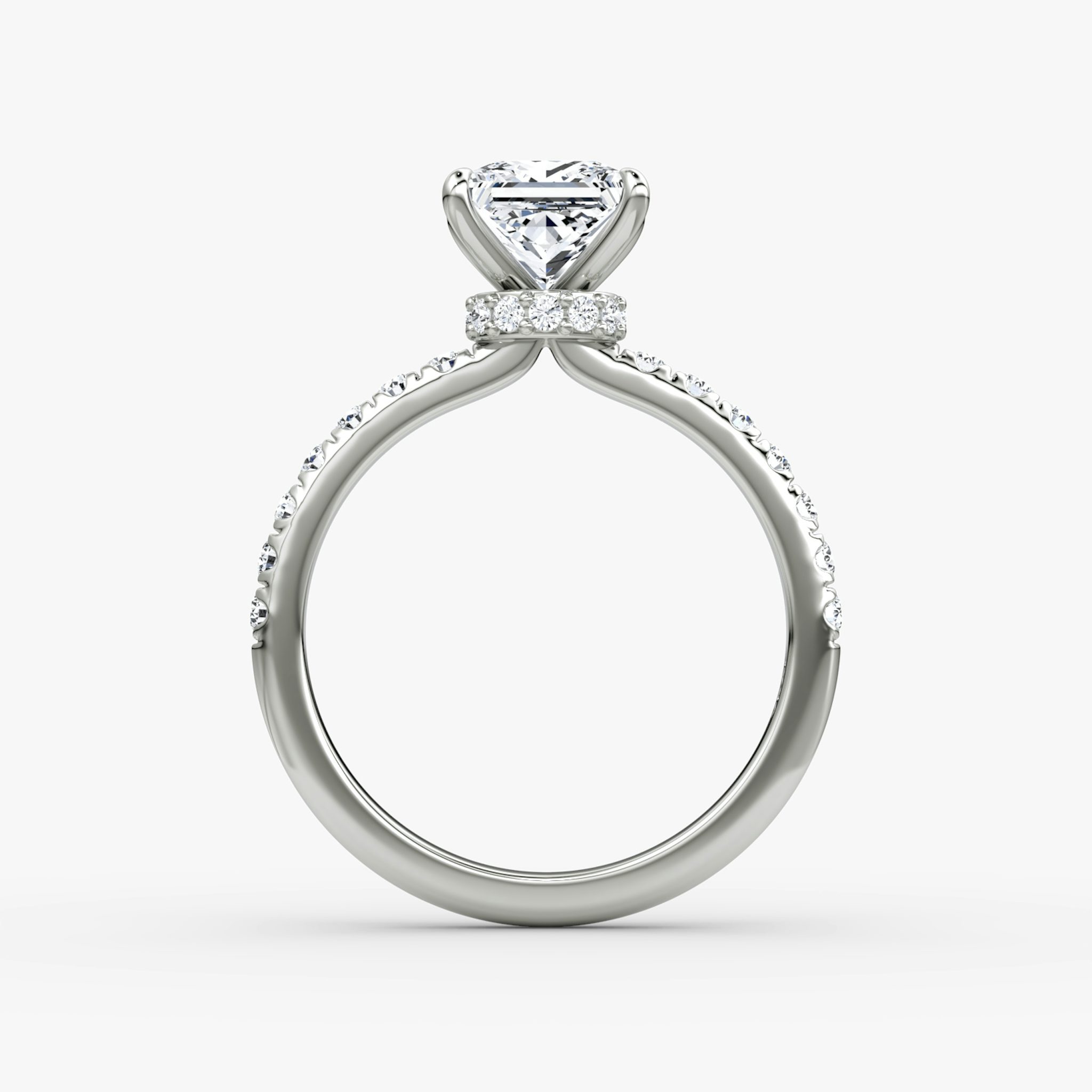 The Veiled Halo | Princess | Platinum | bandAccent: Pavé | diamondOrientation: vertical | caratWeight: other