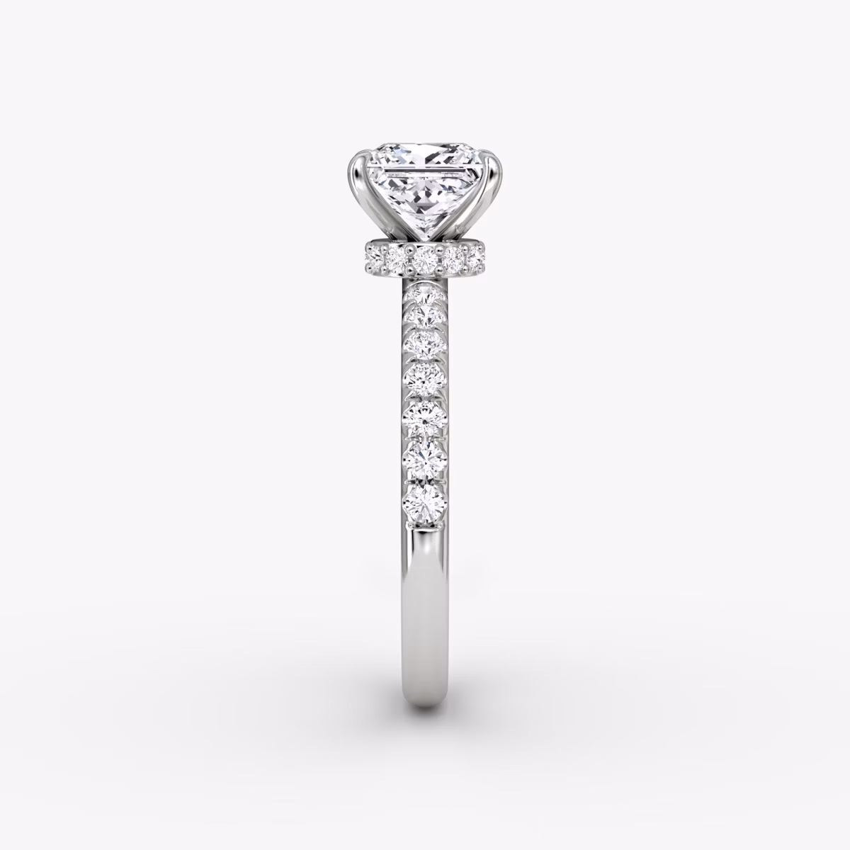 The Veiled Halo | Princess | 18k | White Gold | bandAccent: Pavé | diamondOrientation: vertical | caratWeight: other