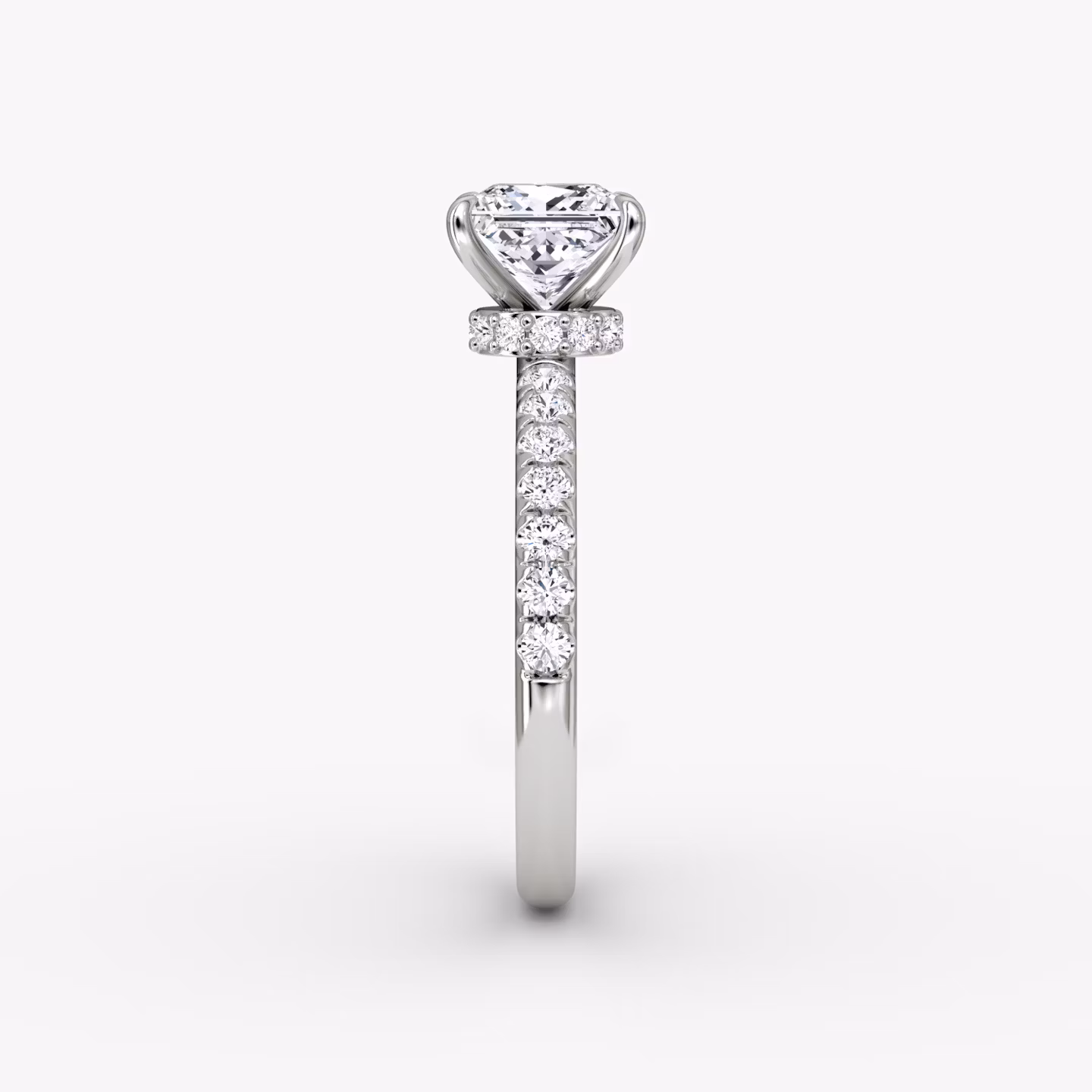 The Veiled Halo | Princess | Platinum | bandAccent: Pavé | diamondOrientation: vertical | caratWeight: other