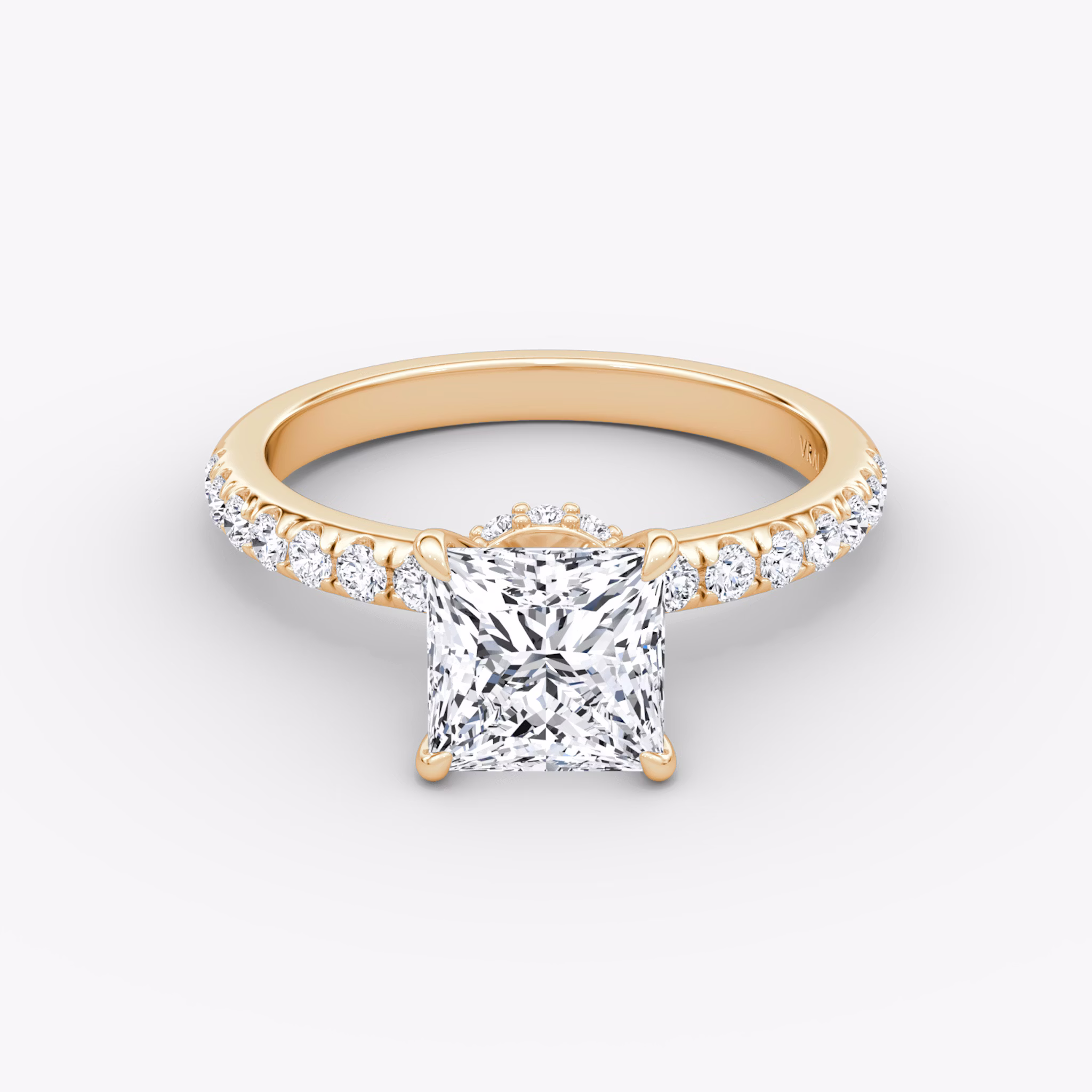 Veiled Halo | Princess | 14k | Roségold | bandAccent: Mit Pavé-Besatz | diamondOrientation: vertical | caratWeight: other