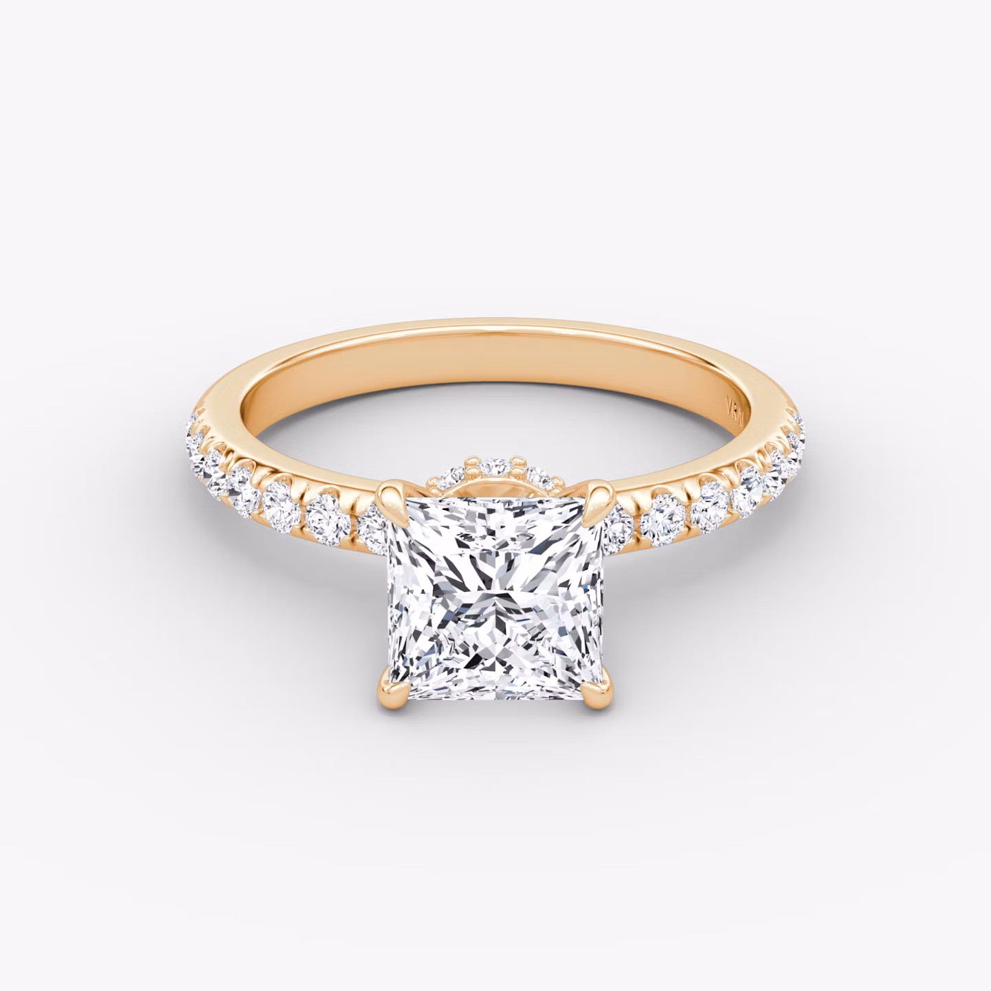 The Veiled Halo | Princess | 14k | Rose Gold | bandAccent: Pavé | diamondOrientation: vertical | caratWeight: other