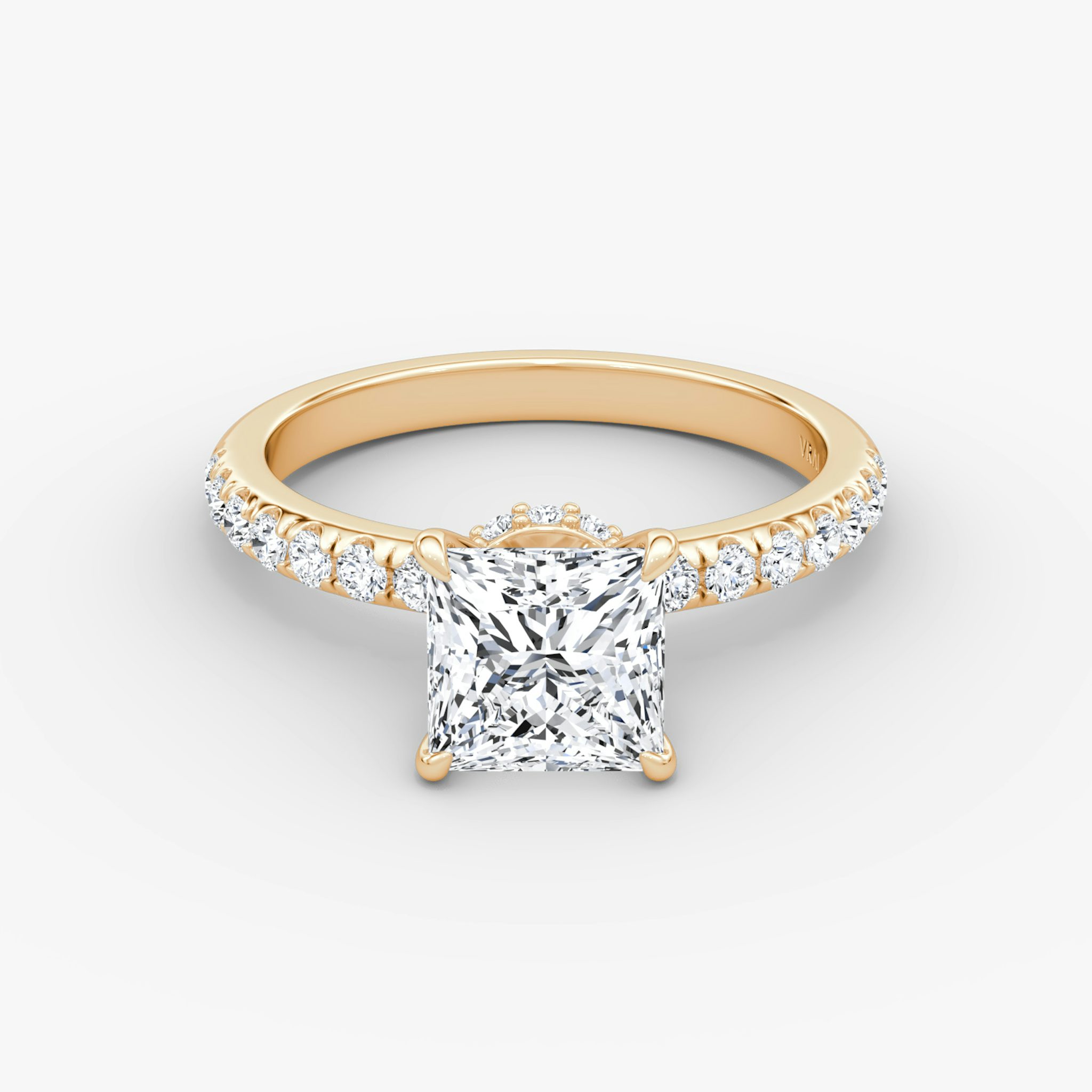 Veiled Halo | Princess | 14k | Roségold | bandAccent: Mit Pavé-Besatz | diamondOrientation: vertical | caratWeight: other