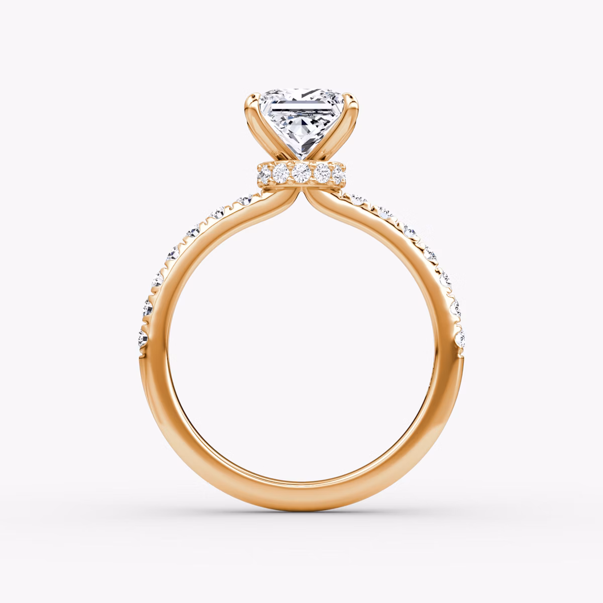 The Veiled Halo | Princess | 14k | Rose Gold | bandAccent: Pavé | diamondOrientation: vertical | caratWeight: other