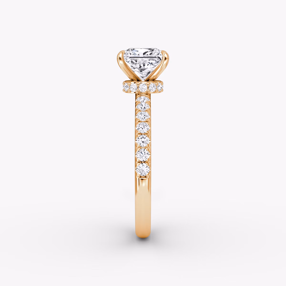 The Veiled Halo | Princess | 14k | Rose Gold | bandAccent: Pavé | diamondOrientation: vertical | caratWeight: other