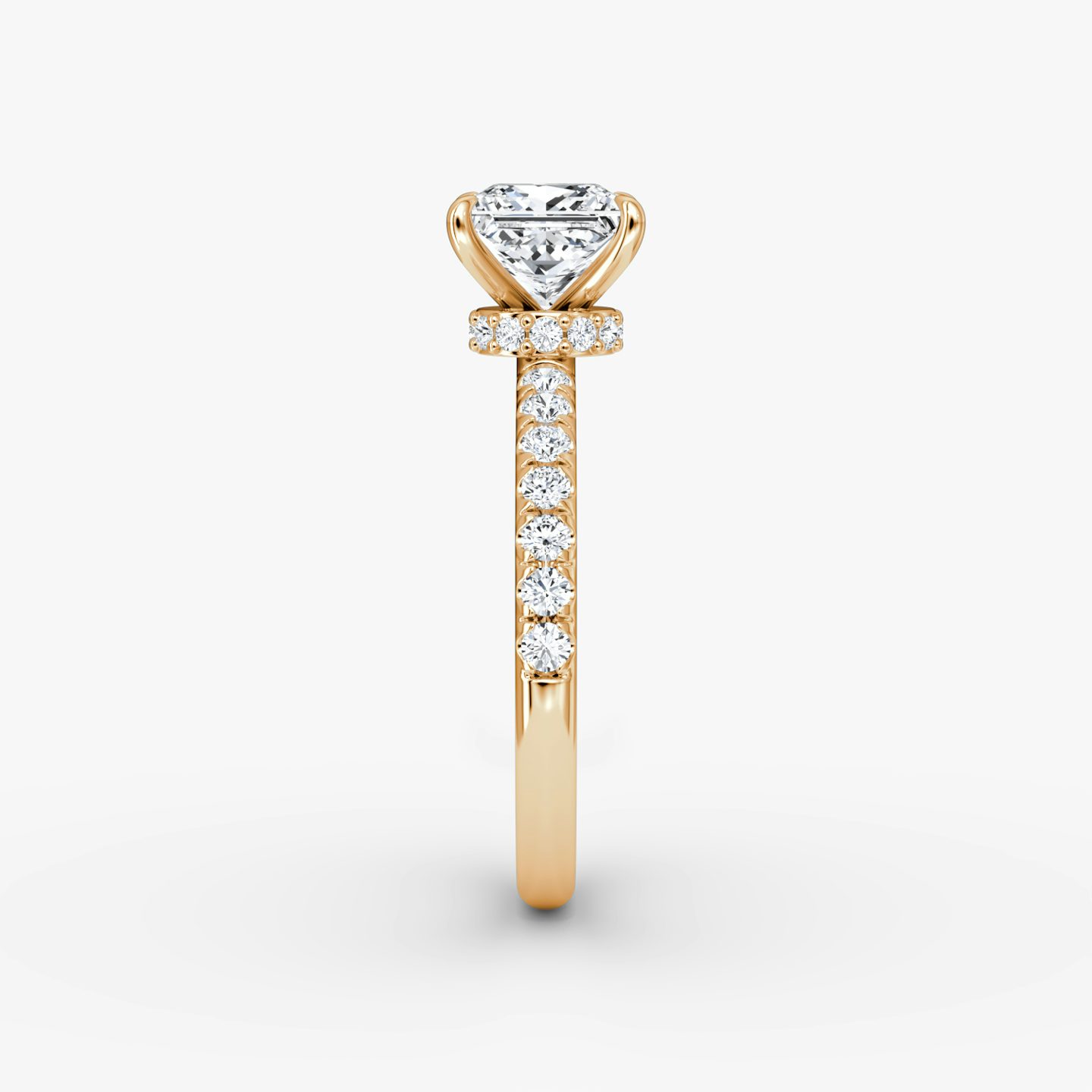The Veiled Halo | Princess | 14k | Rose Gold | bandAccent: Pavé | diamondOrientation: vertical | caratWeight: other
