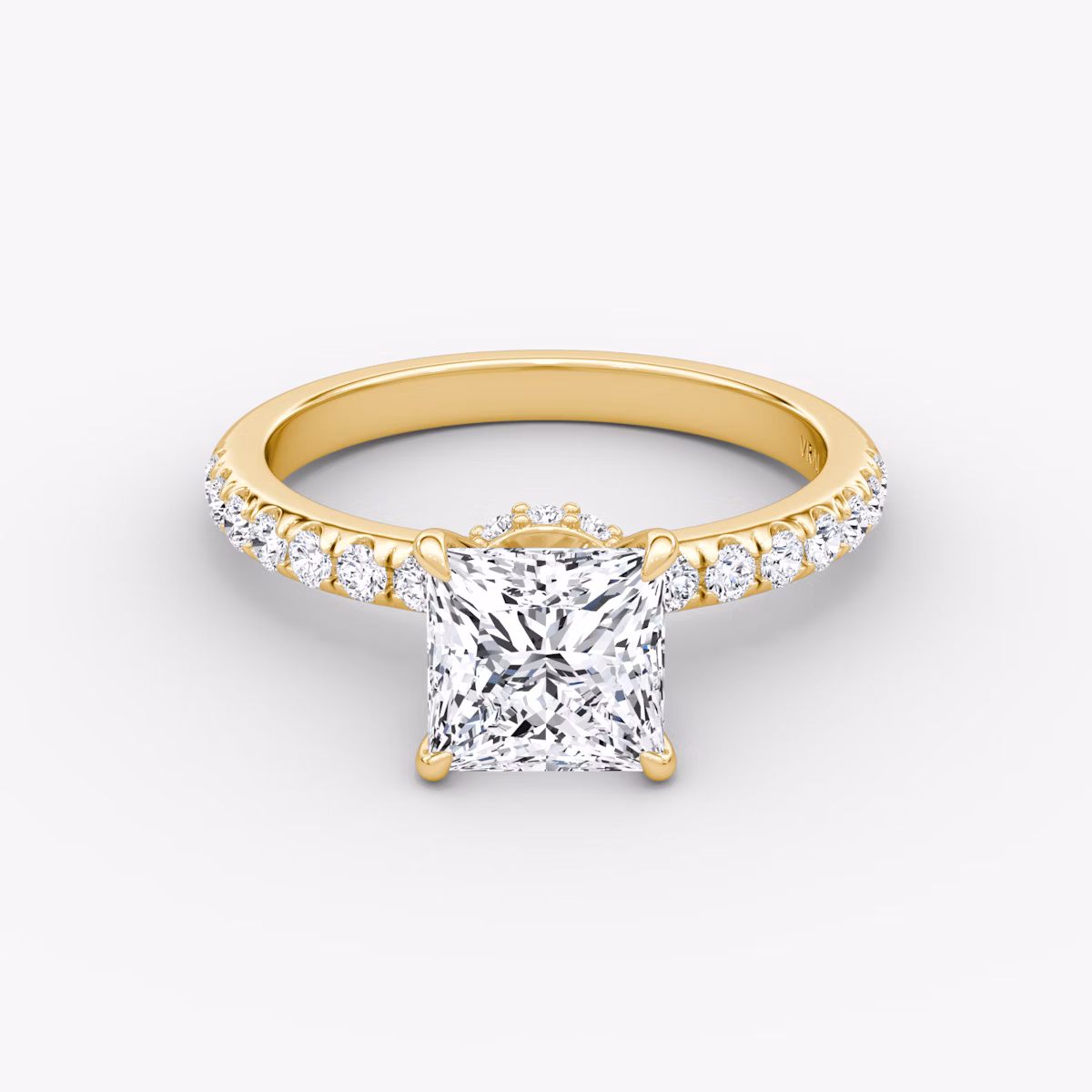 The Veiled Halo | Princess | 18k | Yellow Gold | bandAccent: Pavé | diamondOrientation: vertical | caratWeight: other