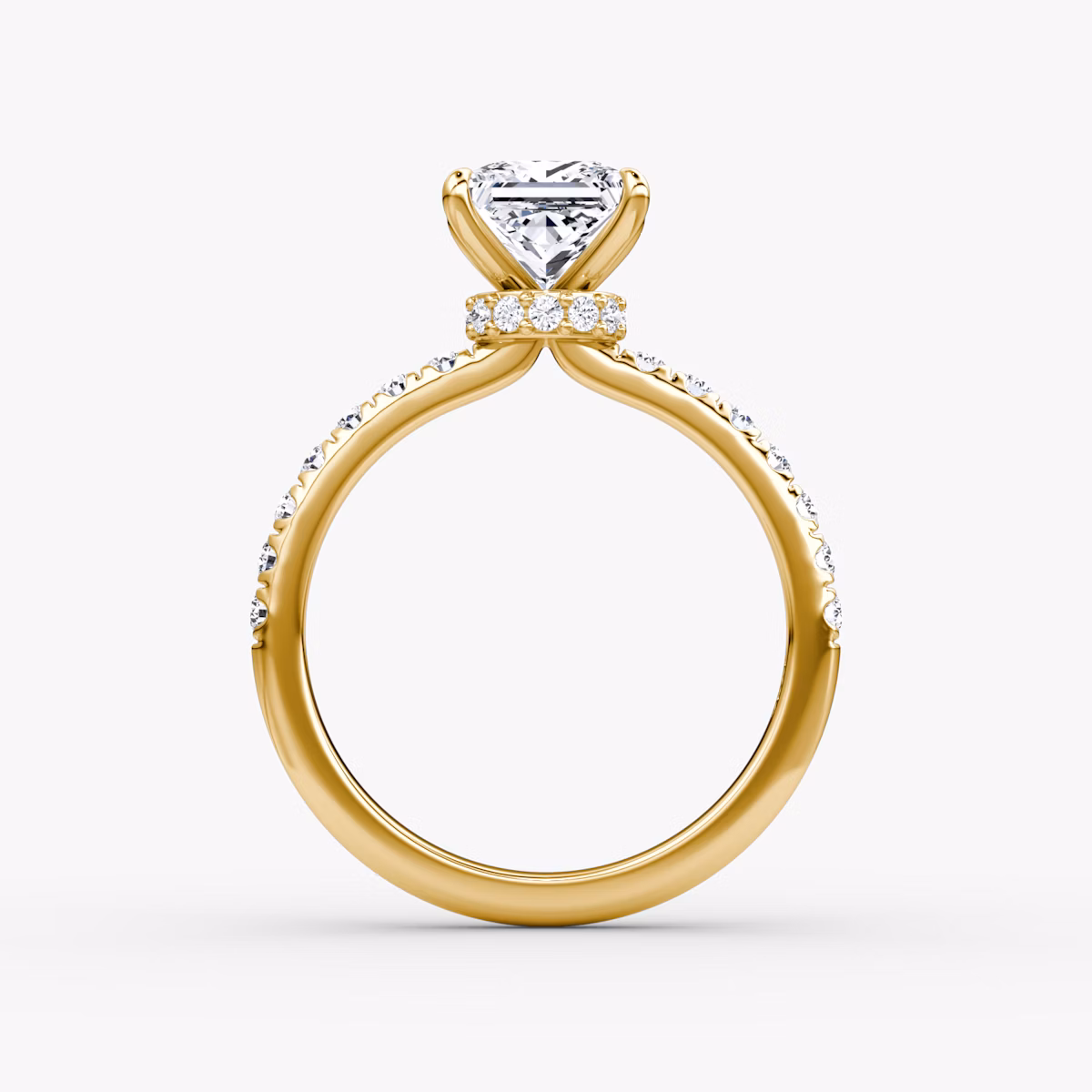 The Veiled Halo | Princess | 18k | Yellow Gold | bandAccent: Pavé | diamondOrientation: vertical | caratWeight: other