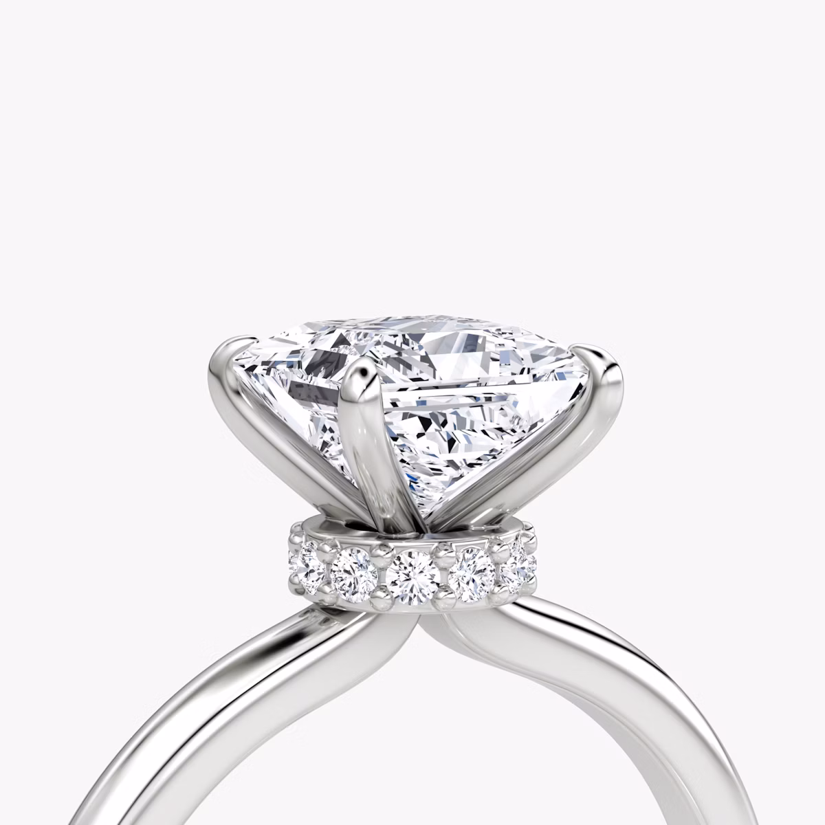 The Veiled Halo | Princess | Platinum | bandAccent: Plain | diamondOrientation: vertical | caratWeight: other
