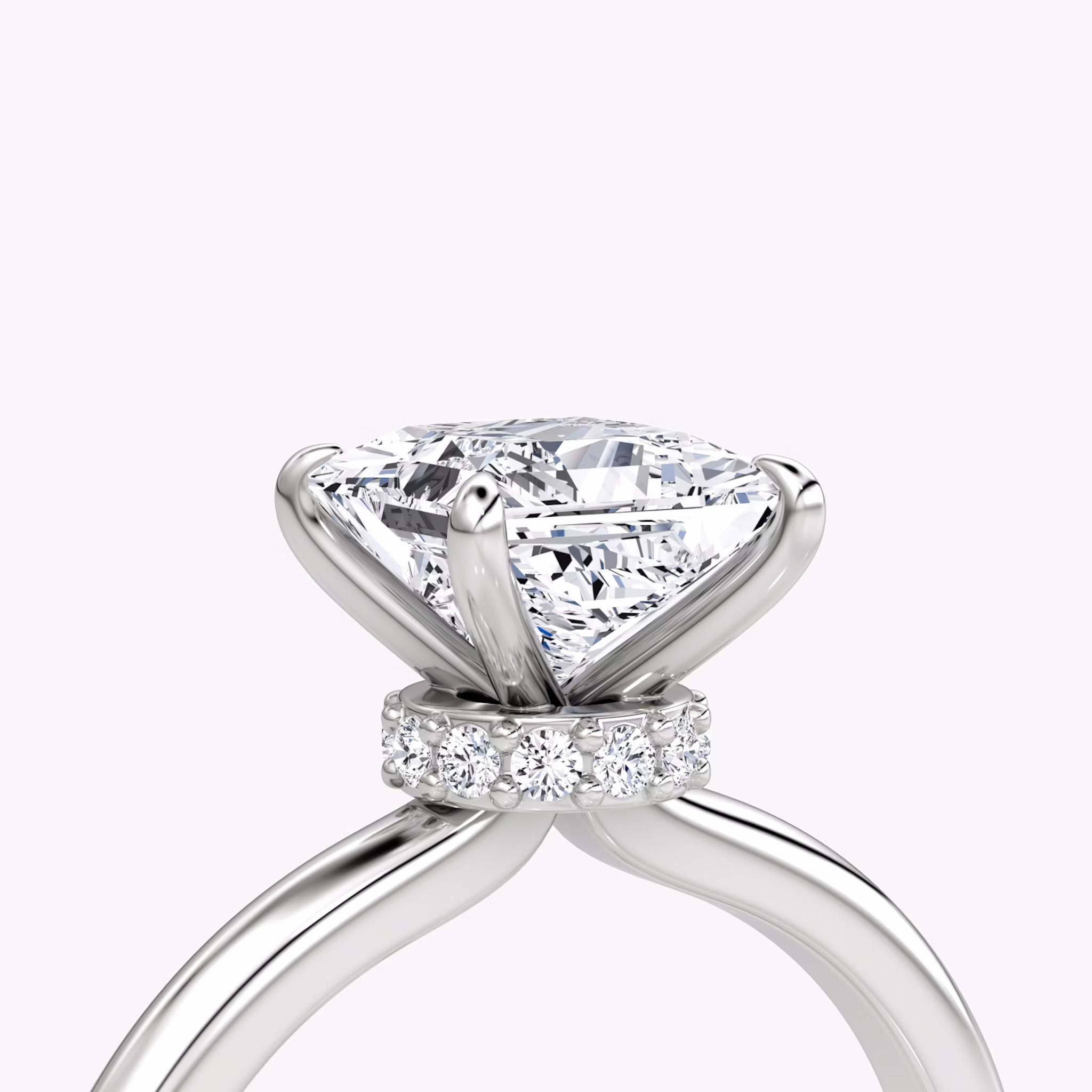 The Veiled Halo | Princess | 18k | White Gold | bandAccent: Plain | diamondOrientation: vertical | caratWeight: other