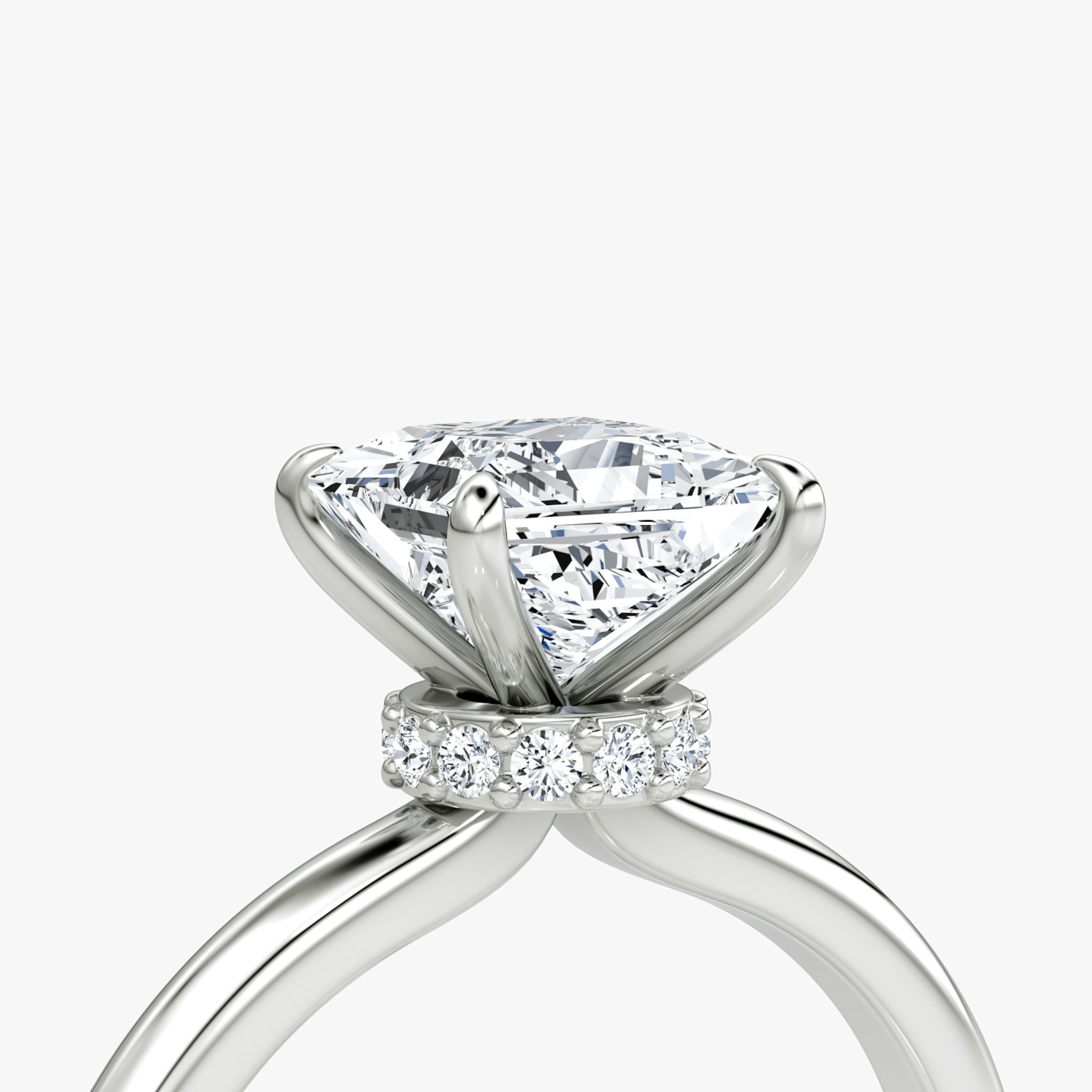 The Veiled Halo | Princess | 18k | White Gold | bandAccent: Plain | diamondOrientation: vertical | caratWeight: other