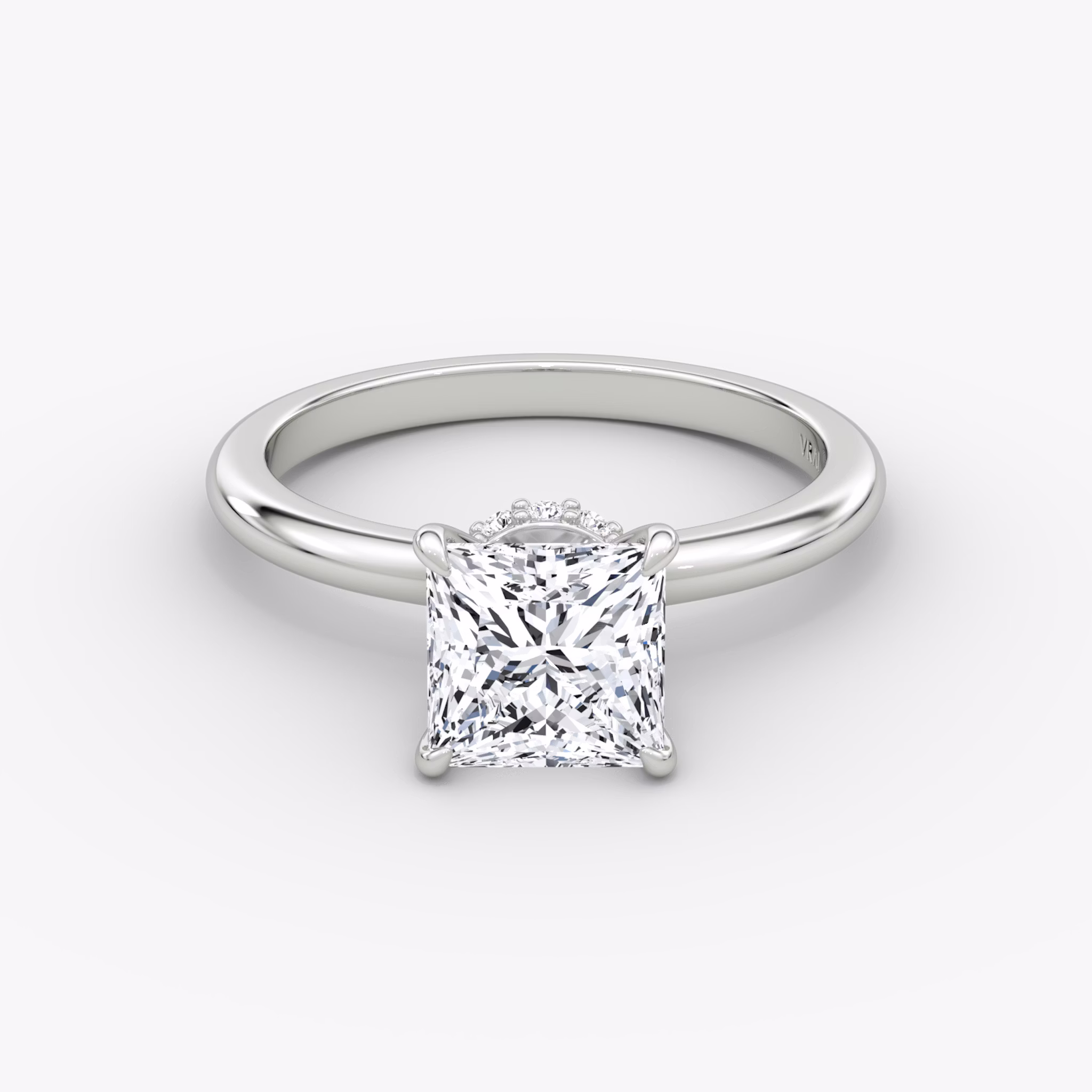 The Veiled Halo | Princess | 18k | White Gold | bandAccent: Plain | diamondOrientation: vertical | caratWeight: other