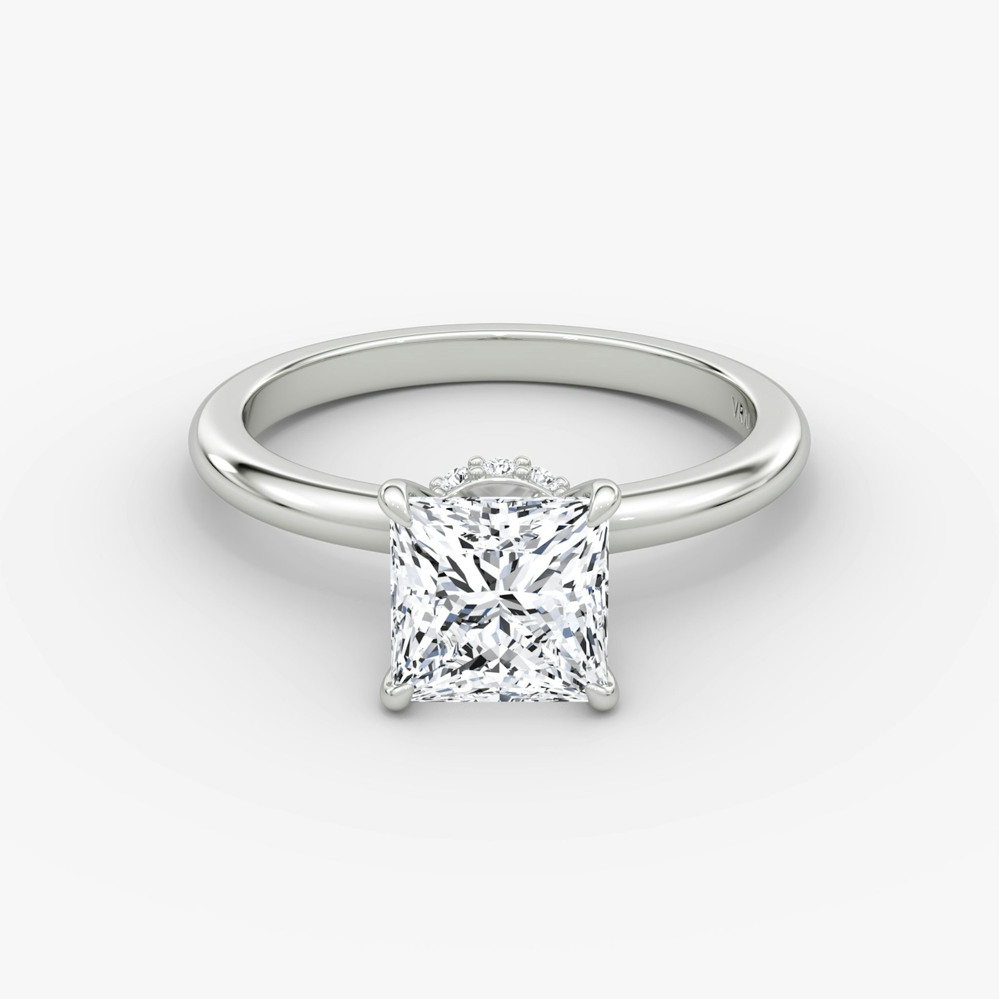 The Veiled Halo | Princess | 18k | White Gold | bandAccent: Plain | diamondOrientation: vertical | caratWeight: other