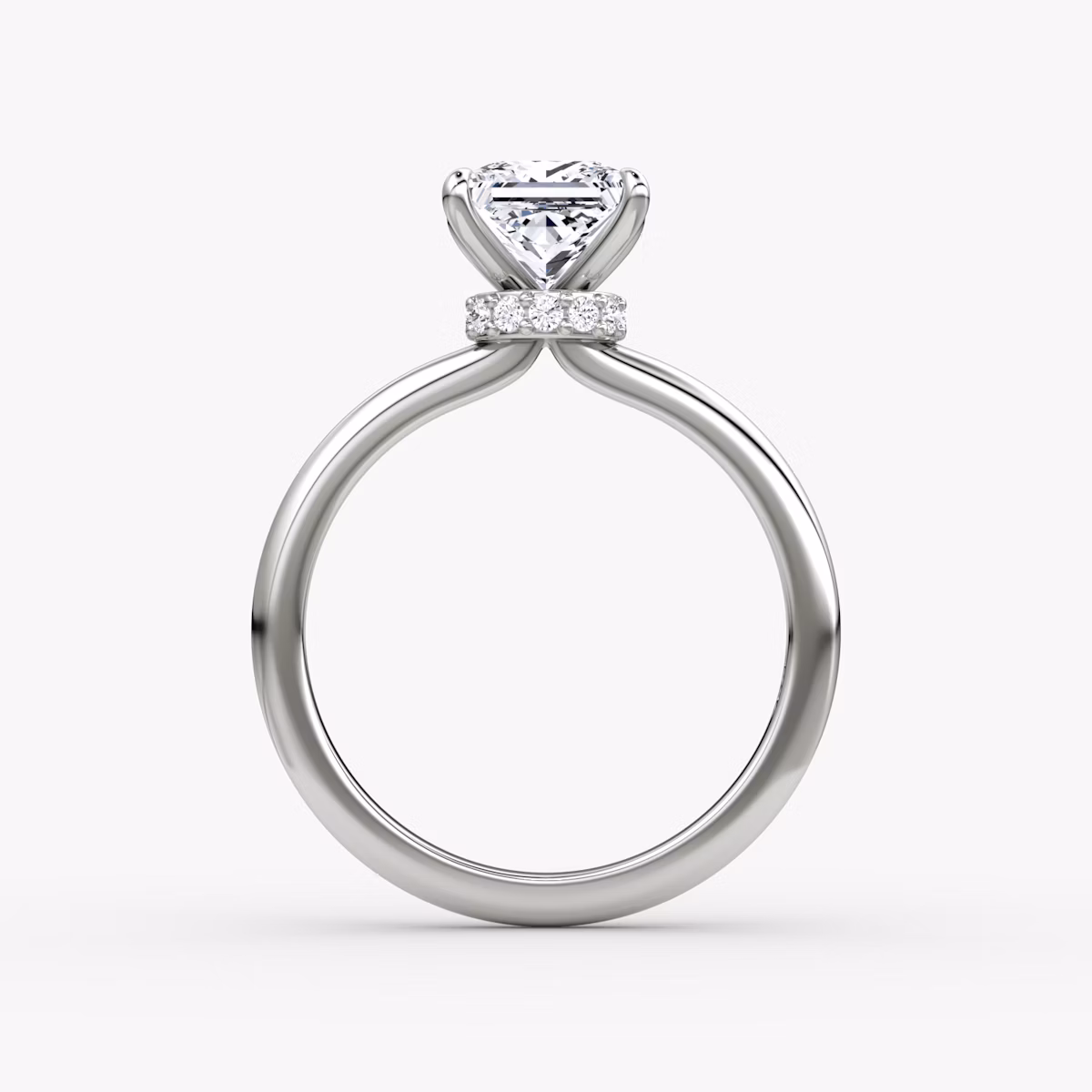 The Veiled Halo | Princess | Platinum | bandAccent: Plain | diamondOrientation: vertical | caratWeight: other