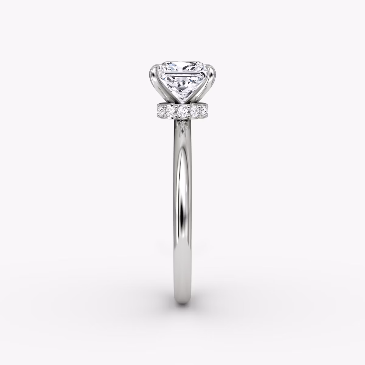 The Veiled Halo | Princess | Platinum | bandAccent: Plain | diamondOrientation: vertical | caratWeight: other