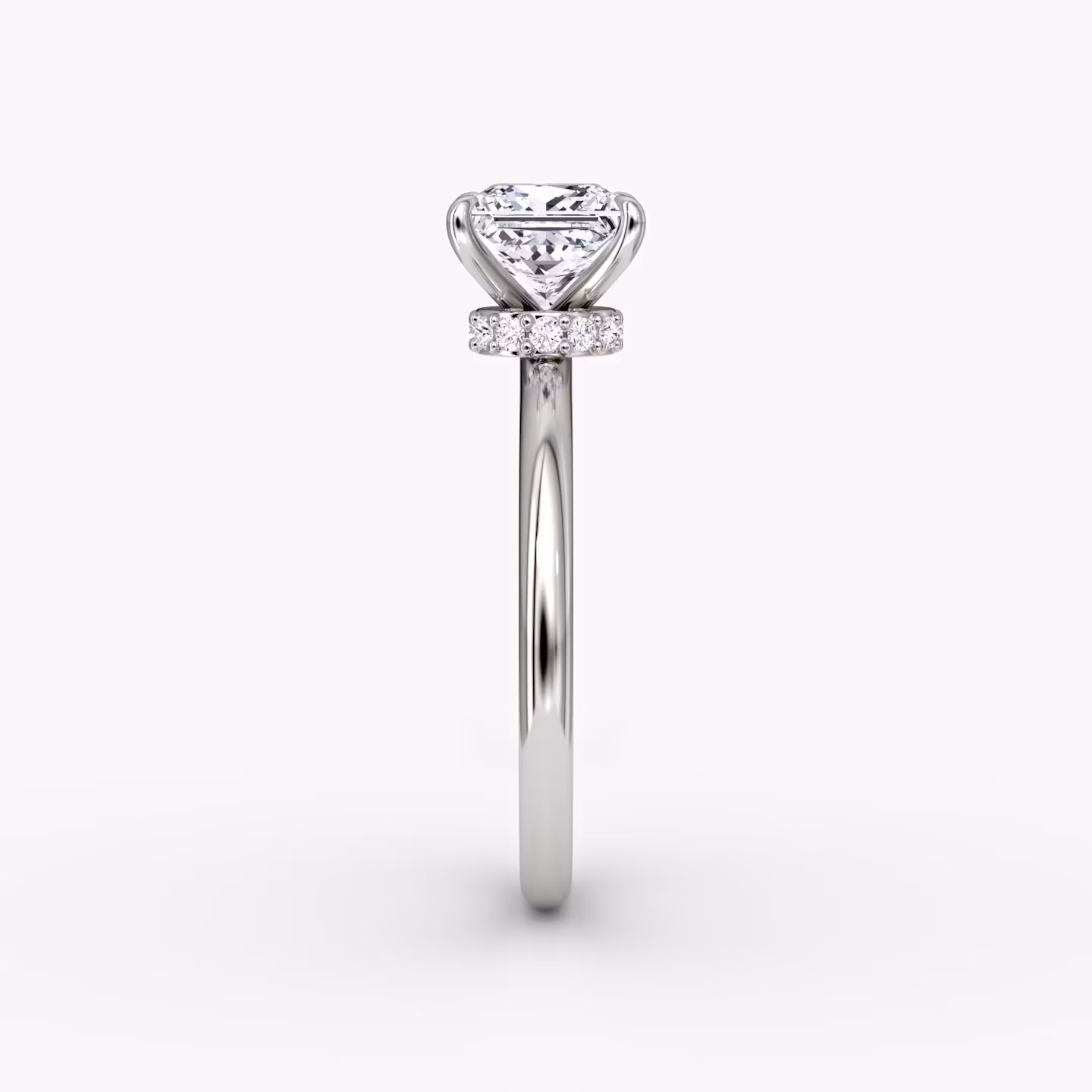 Veiled Halo | Princess | 18k | Weißgold | bandAccent: Ohne Pavé-Besatz | diamondOrientation: vertical | caratWeight: other