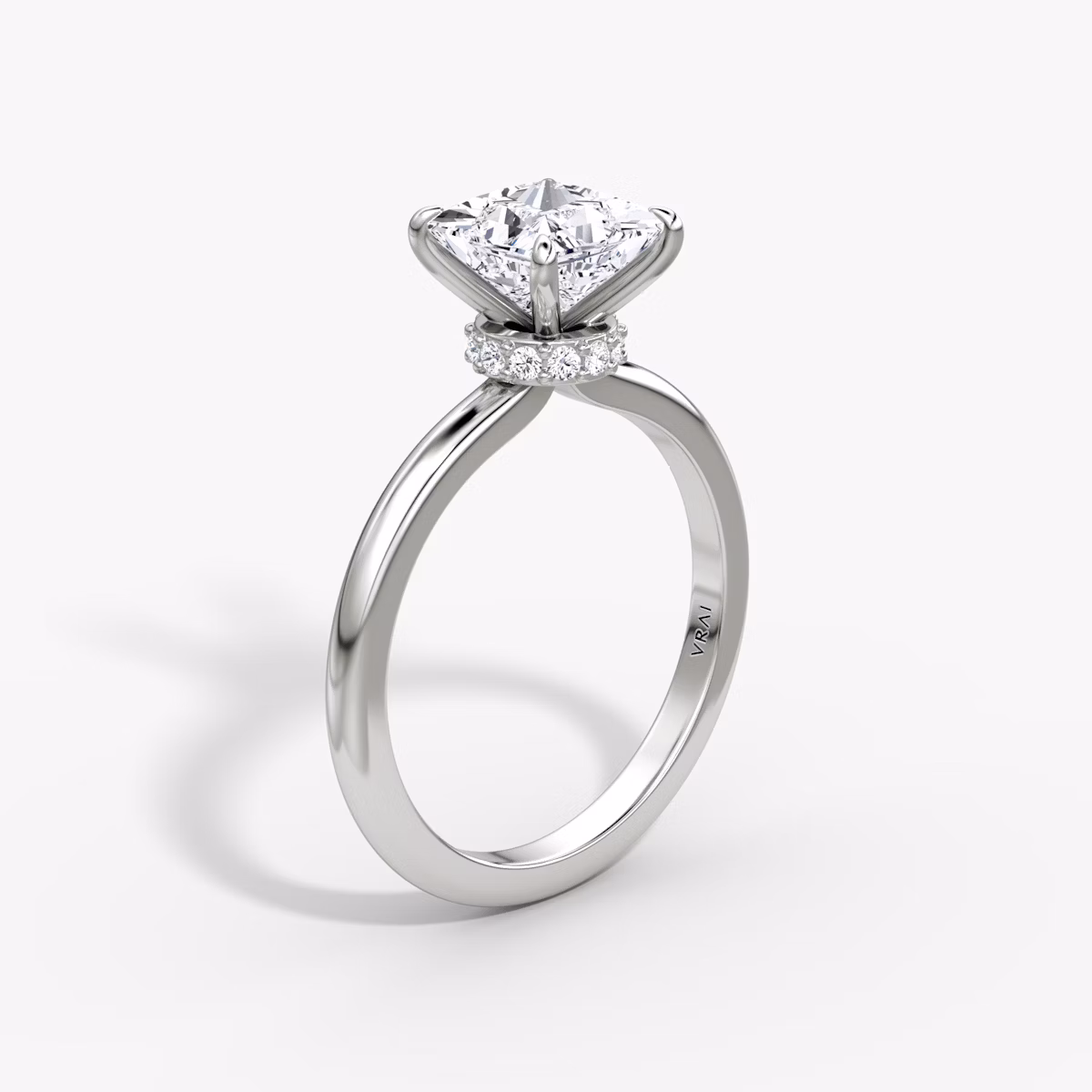 The Veiled Halo | Princess | Platinum | bandAccent: Plain | diamondOrientation: vertical | caratWeight: other