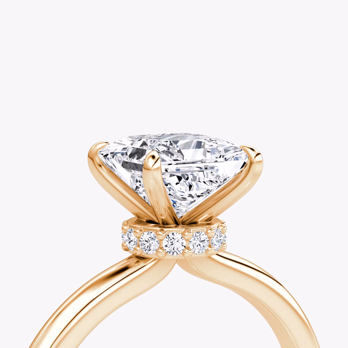 The Veiled Halo | Princess | 14k | Rose Gold | bandAccent: Plain | diamondOrientation: vertical | caratWeight: other