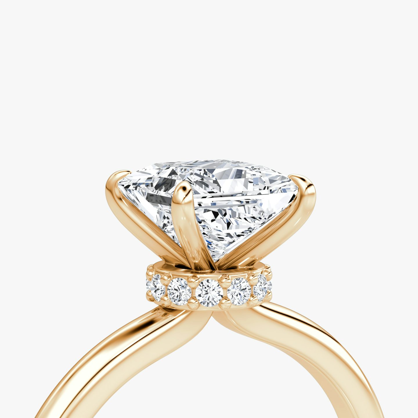 The Veiled Halo | Princess | 14k | Rose Gold | bandAccent: Plain | diamondOrientation: vertical | caratWeight: other
