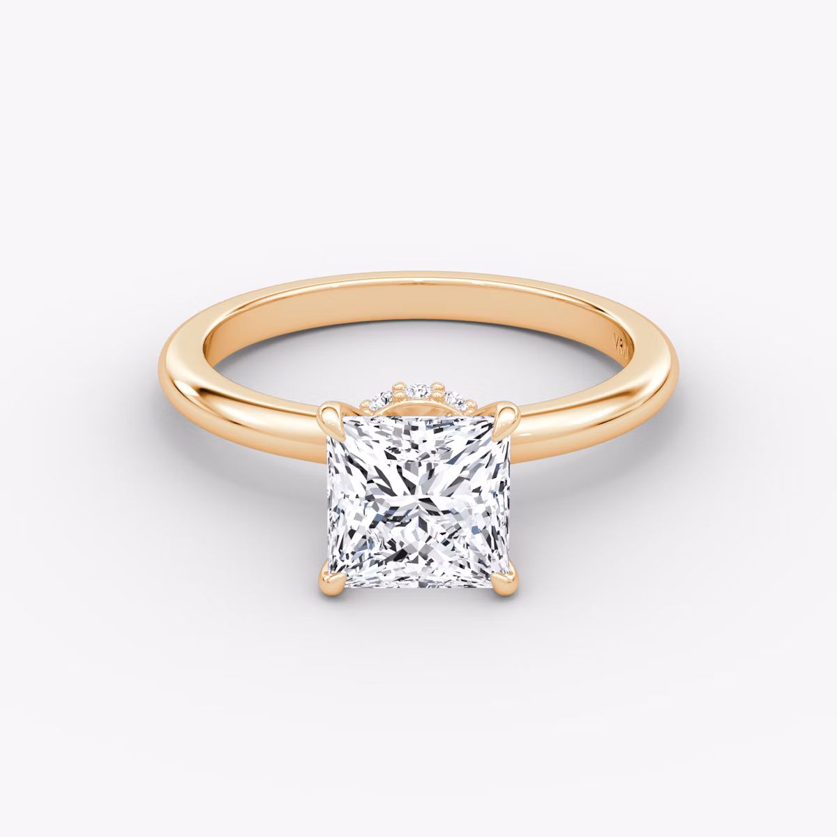 The Veiled Halo | Princess | 14k | Rose Gold | bandAccent: Plain | diamondOrientation: vertical | caratWeight: other