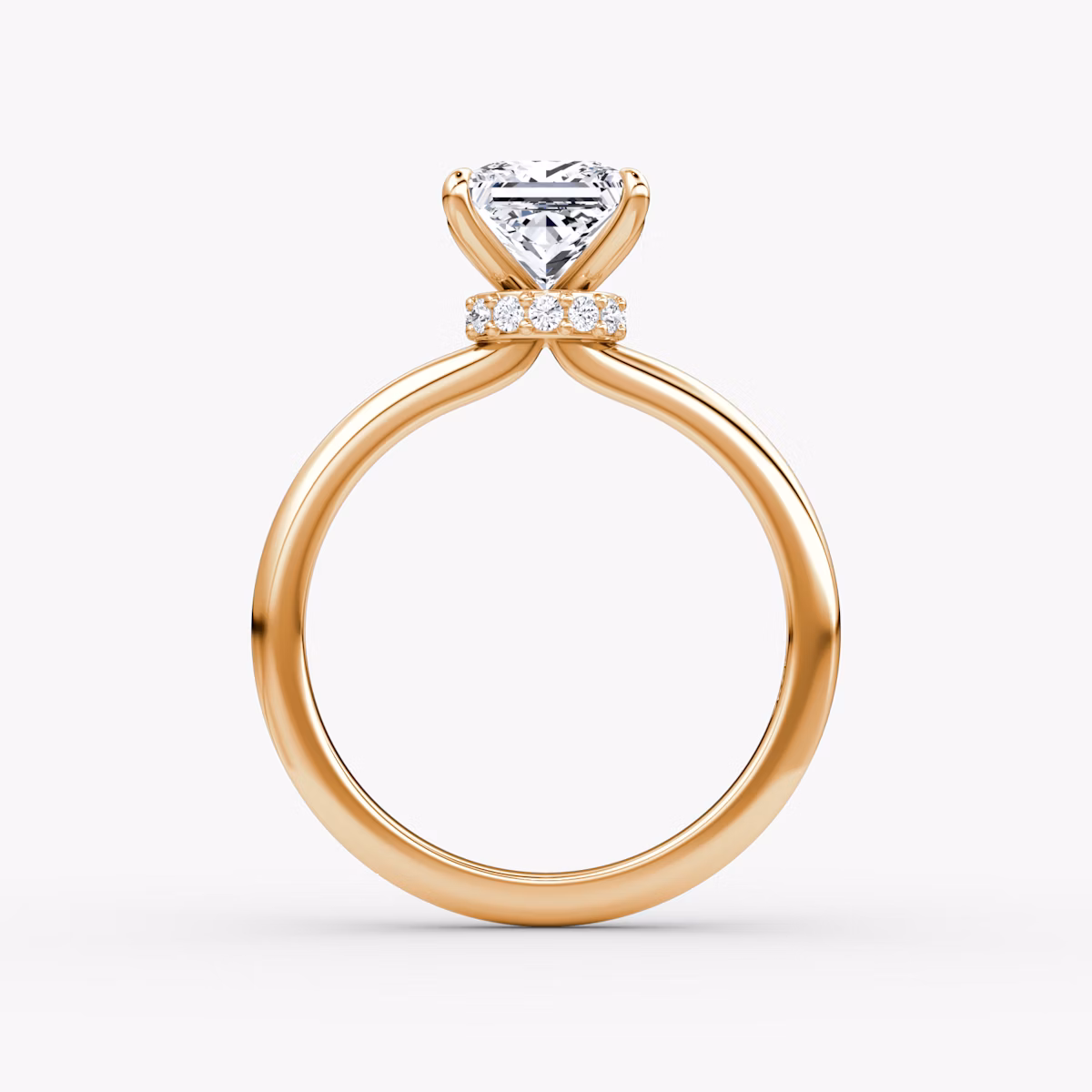The Veiled Halo | Princess | 14k | Rose Gold | bandAccent: Plain | diamondOrientation: vertical | caratWeight: other