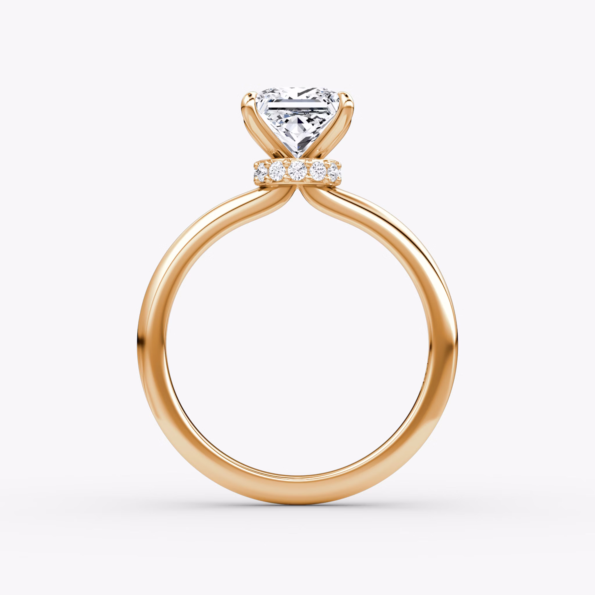 The Veiled Halo | Princess | 14k | Rose Gold | bandAccent: Plain | diamondOrientation: vertical | caratWeight: other