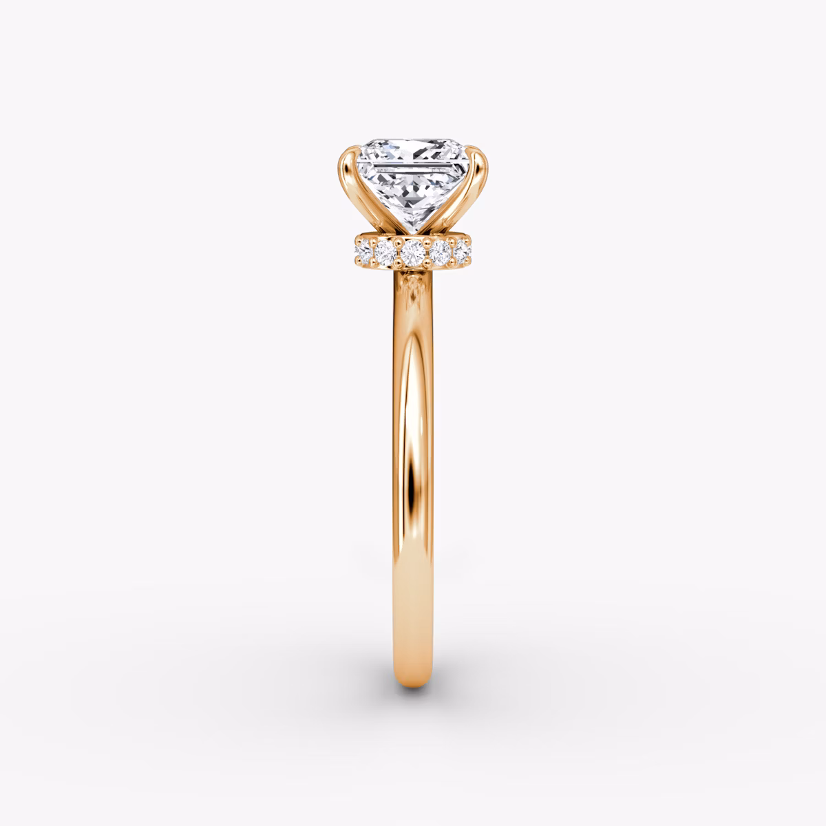 The Veiled Halo | Princess | 14k | Rose Gold | bandAccent: Plain | diamondOrientation: vertical | caratWeight: other