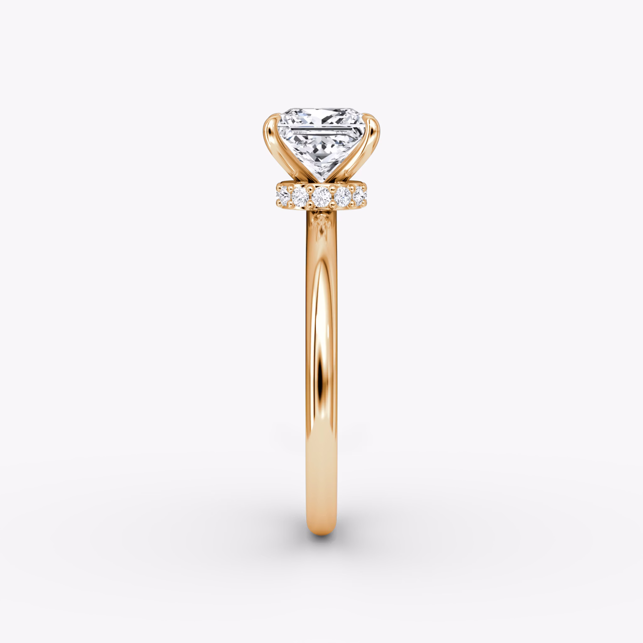 The Veiled Halo | Princess | 14k | Rose Gold | bandAccent: Plain | diamondOrientation: vertical | caratWeight: other