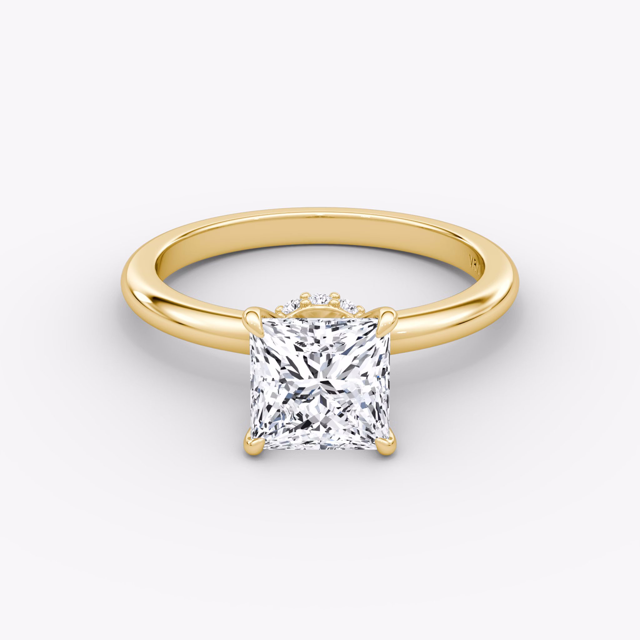 The Veiled Halo | Princess | 18k | Yellow Gold | bandAccent: Plain | diamondOrientation: vertical | caratWeight: other