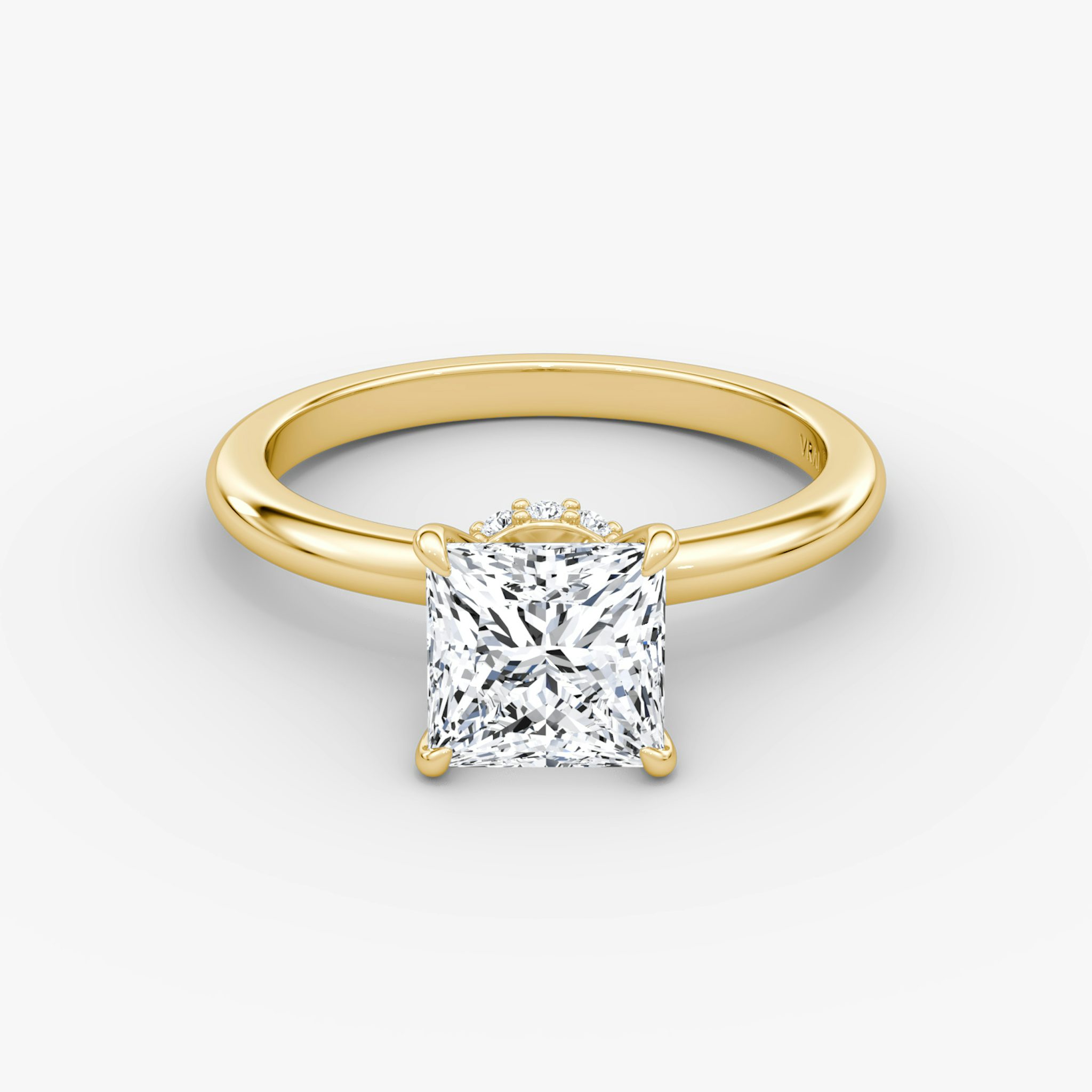 The Veiled Halo | Princess | 18k | Yellow Gold | bandAccent: Plain | diamondOrientation: vertical | caratWeight: other