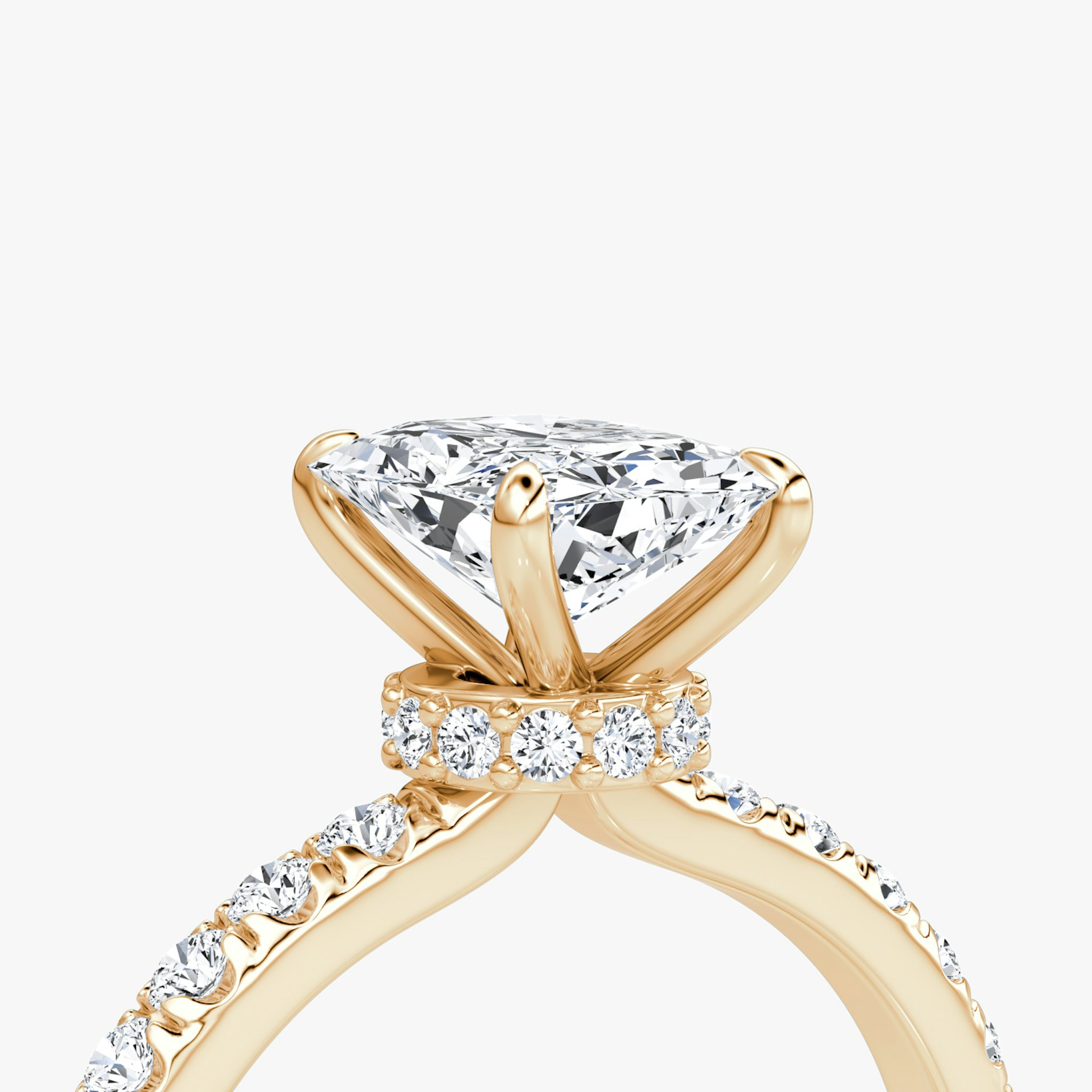 The Veiled Halo | Radiant | 14k | Rose Gold | bandAccent: Pavé | diamondOrientation: vertical | caratWeight: other