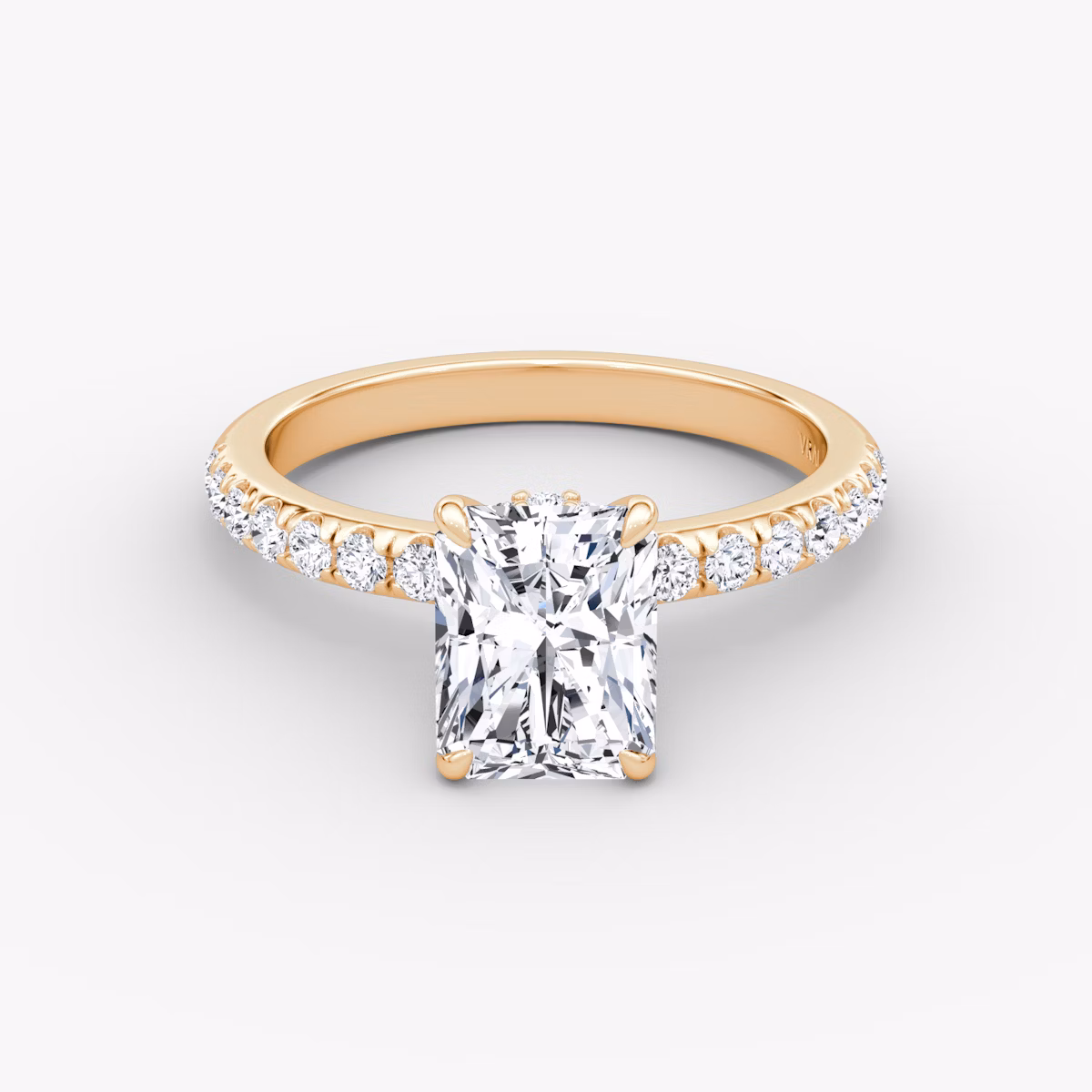 The Veiled Halo | Radiant | 14k | Rose Gold | bandAccent: Pavé | diamondOrientation: vertical | caratWeight: other