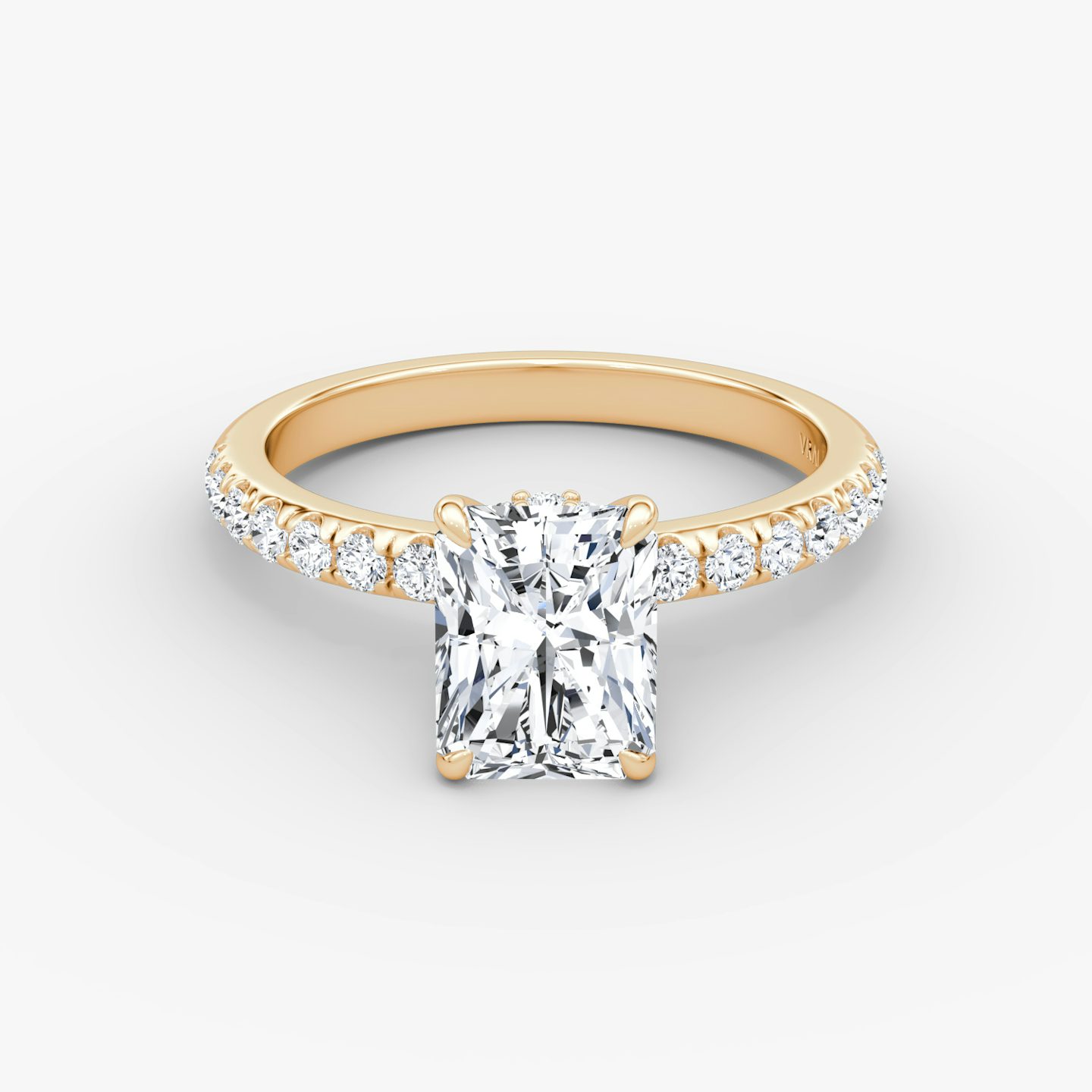 The Veiled Halo | Radiant | 14k | Rose Gold | bandAccent: Pavé | diamondOrientation: vertical | caratWeight: other